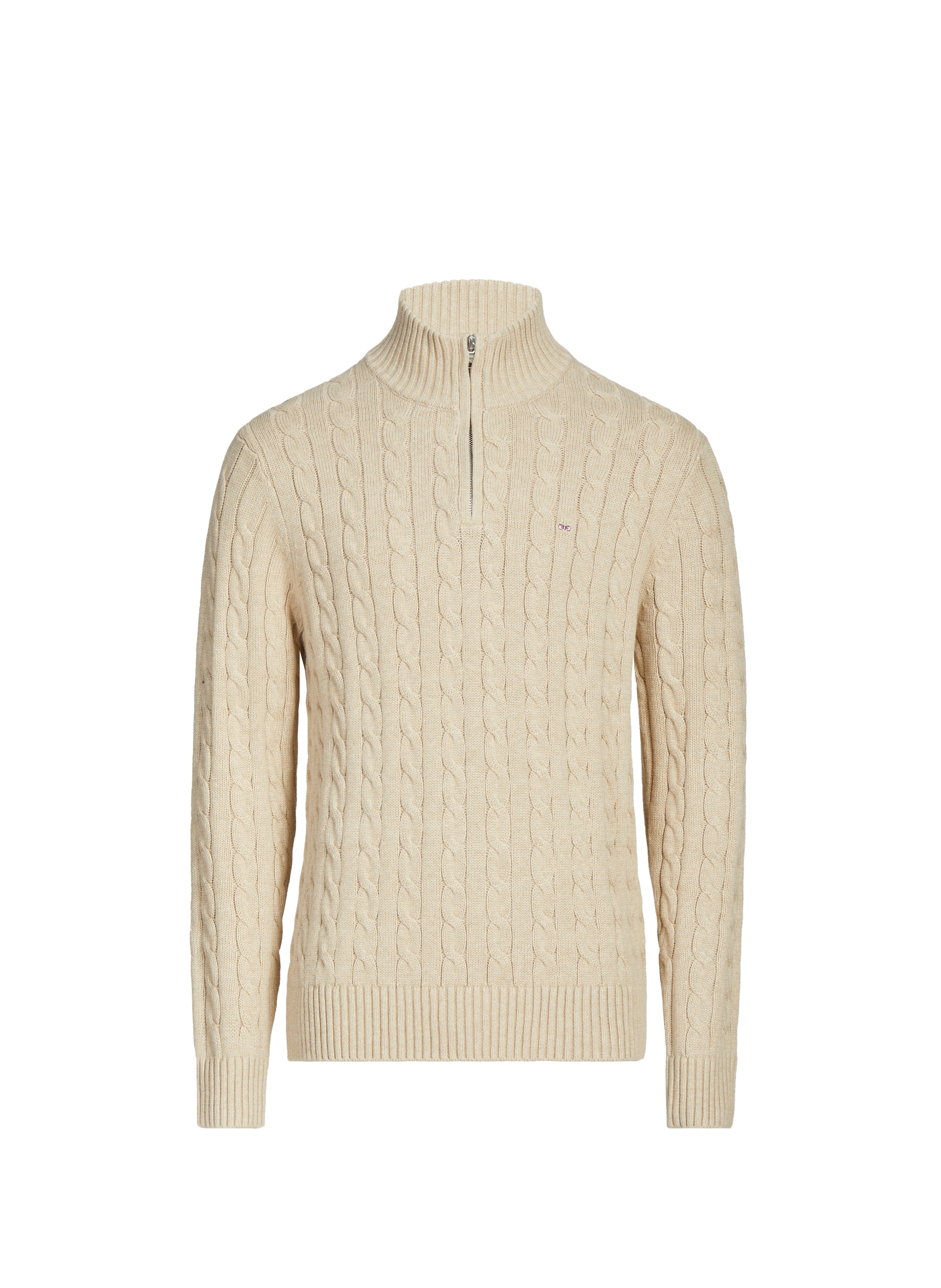 Pull à col zippé en coton EDEN PARK Beige