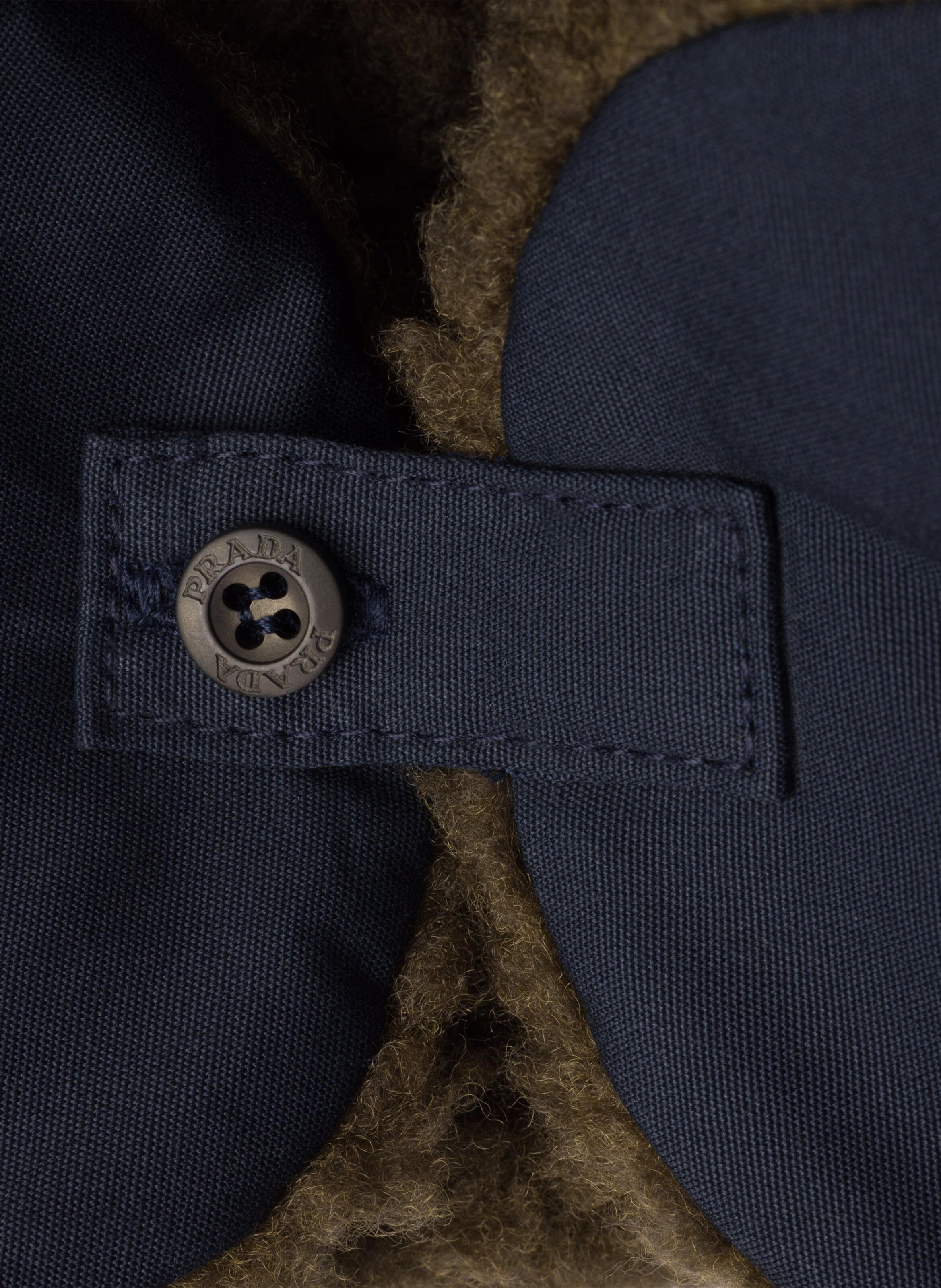 Chapeau trappeur en popeline avec doublure en pola PRADA Bleu