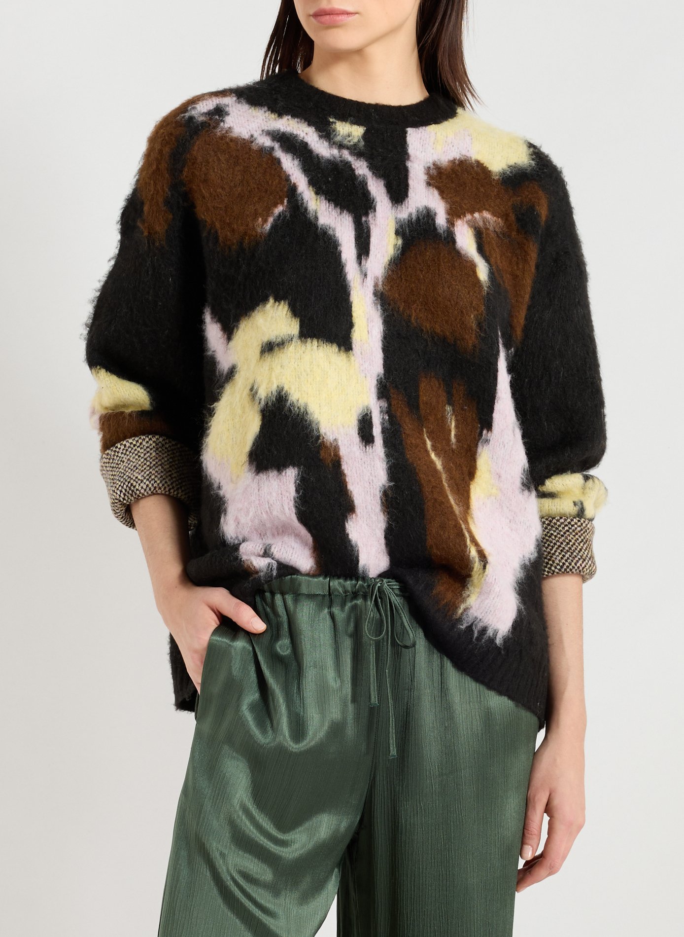 TOPSHOP Pull ample à col rond Noir