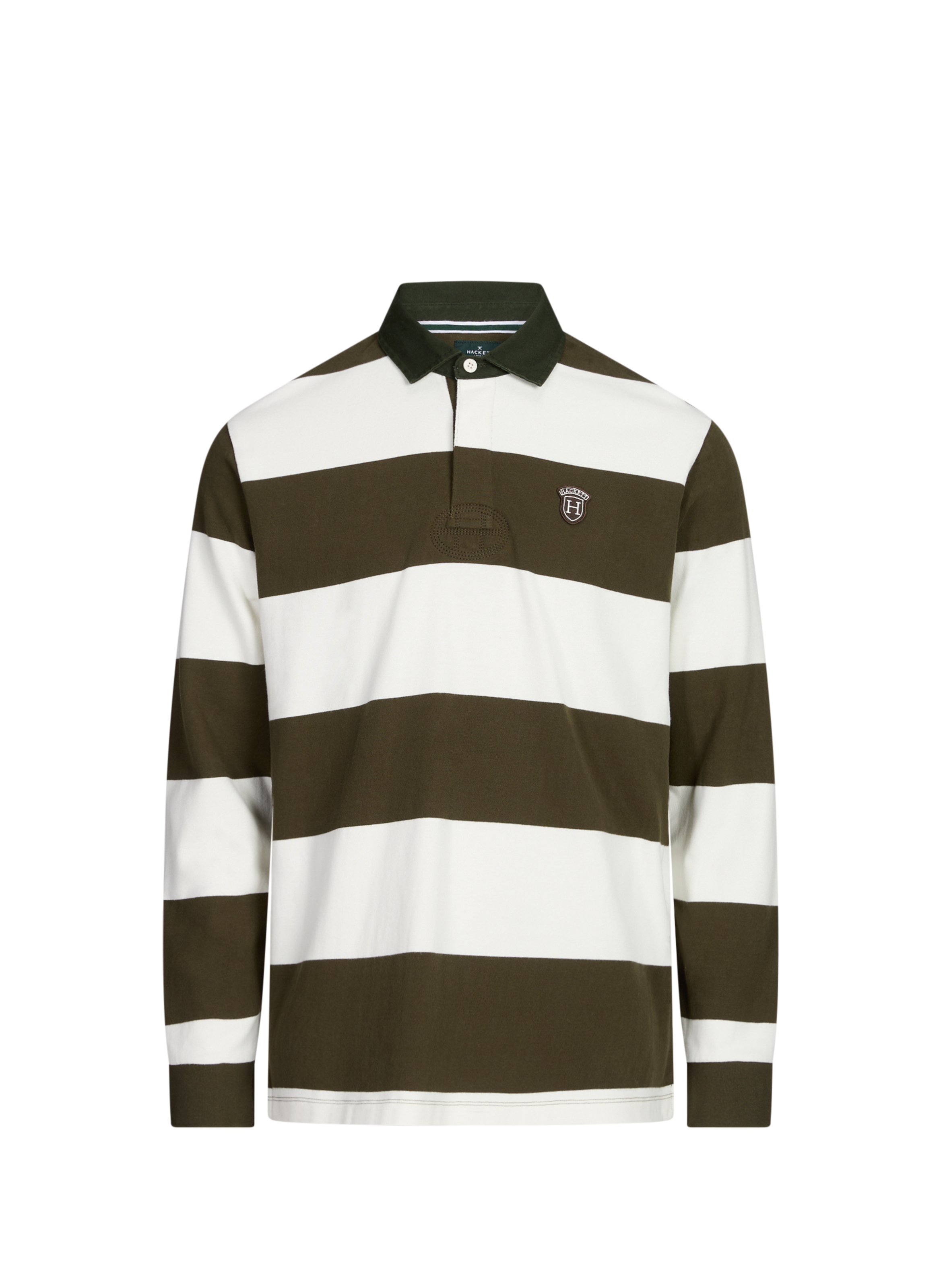 Polo manches longues rayé en coton HACKETT Blanc
