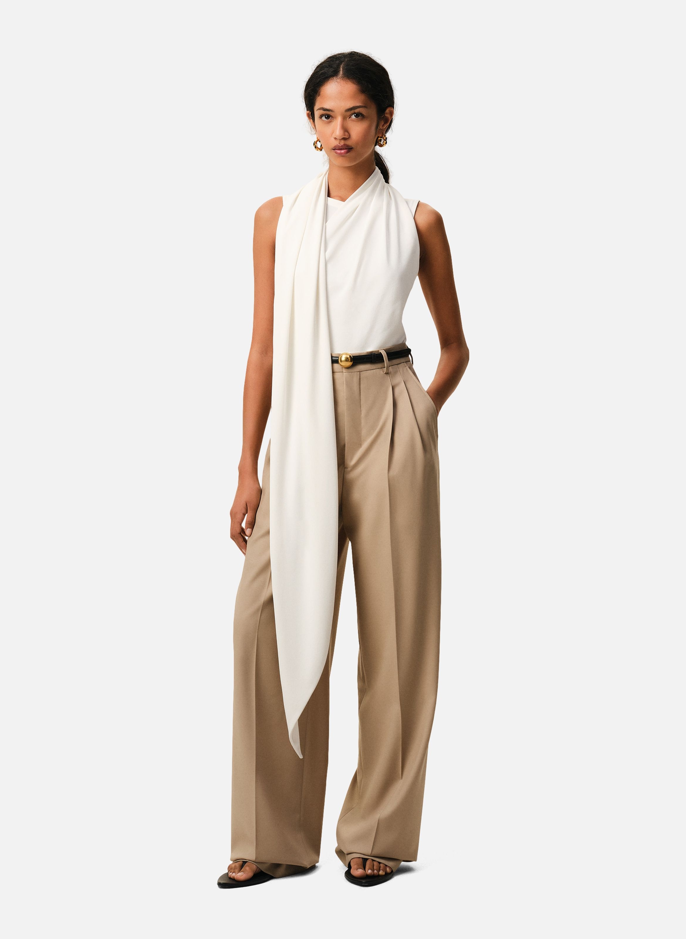 Haut lavallière sans manches en jersey AMI PARIS Blanc