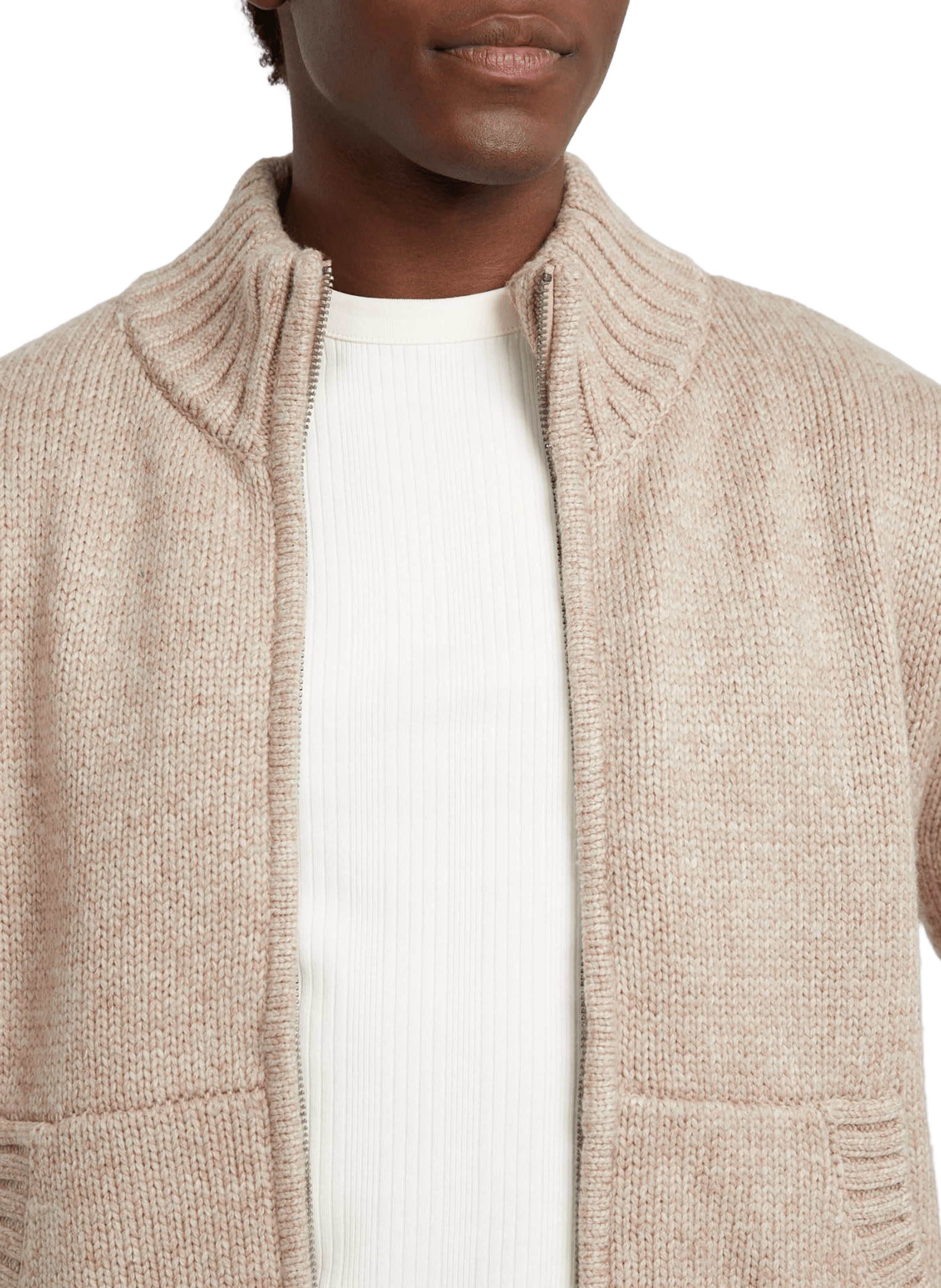 Zip-up sweater with high collar GUESS Beige