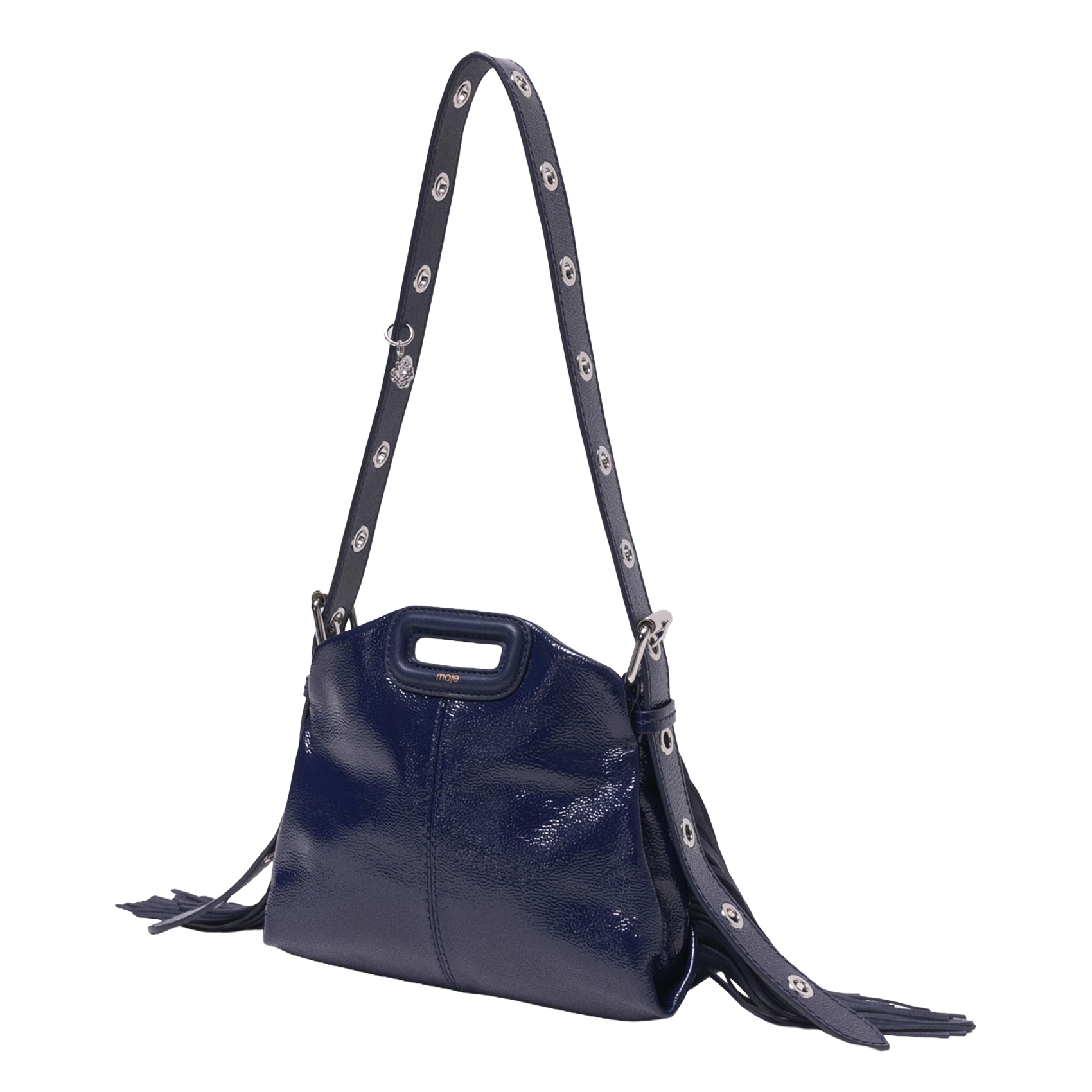 Sac bandoulière à franges en cuir miss m mini MAJE Beige