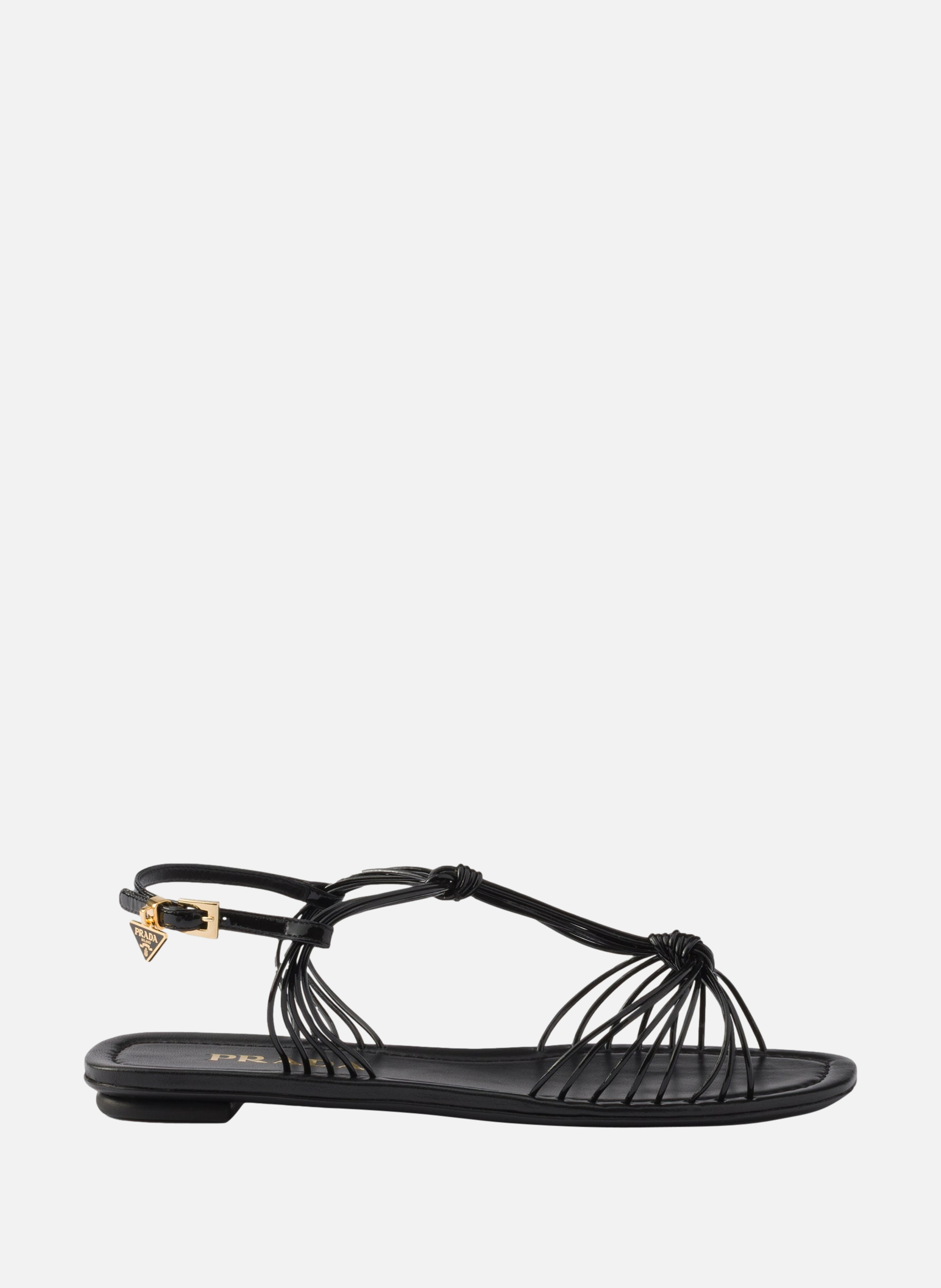 Sandales en cuir verni PRADA Noir