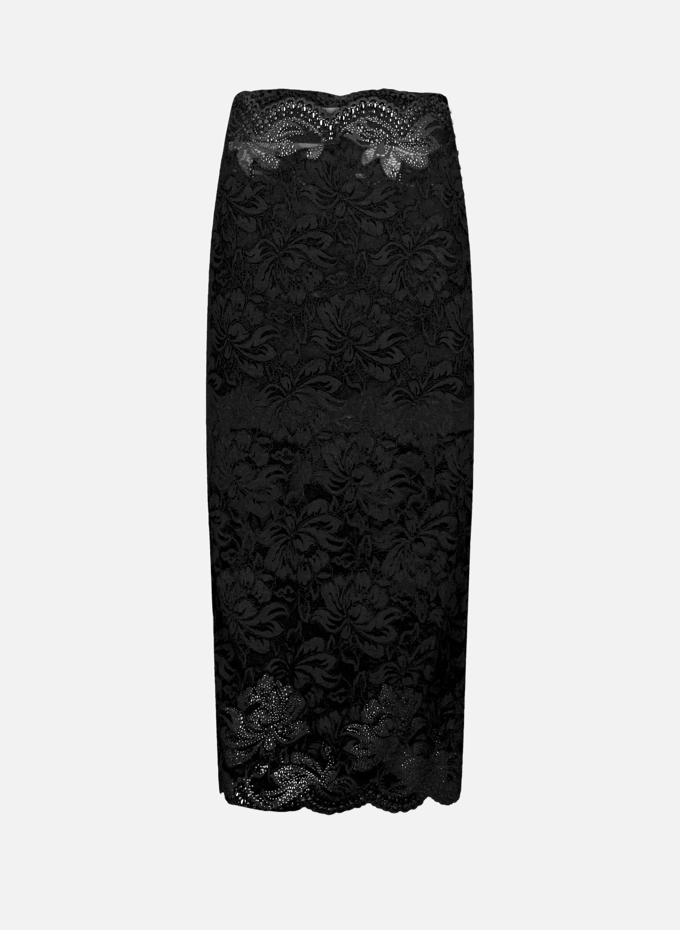 Jupe midi en dentelle RABANNE Noir