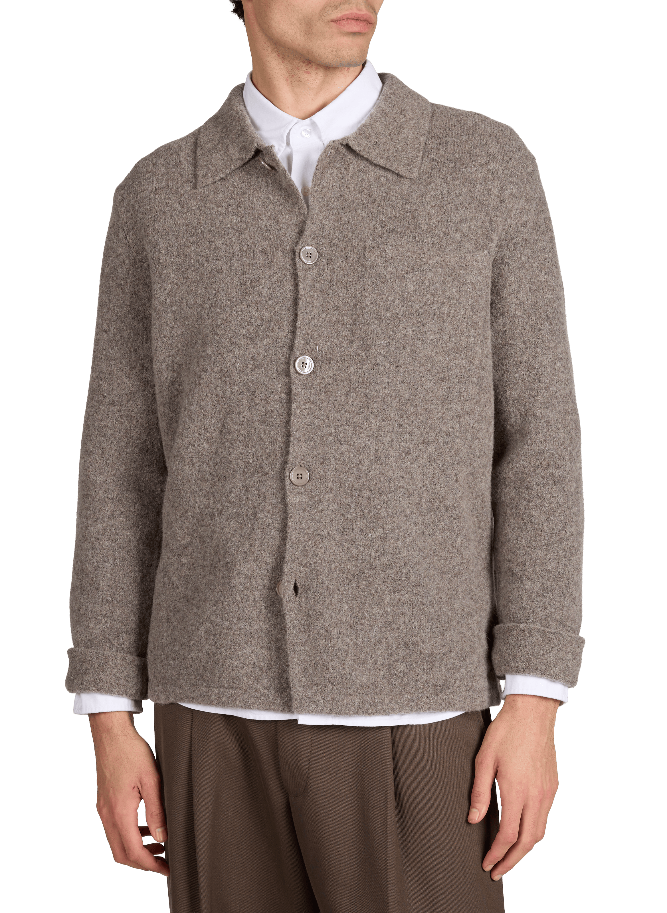 Classic collar wool blend cardigan NN.07 Brown