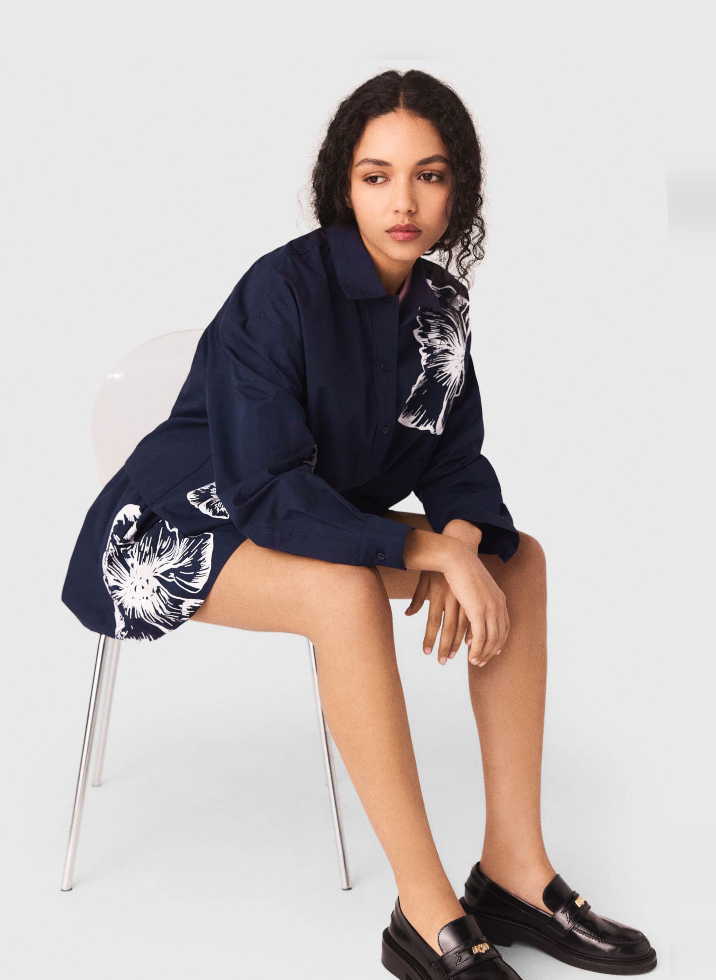 Chemise à imprimé floral en coton MAJE Bleu