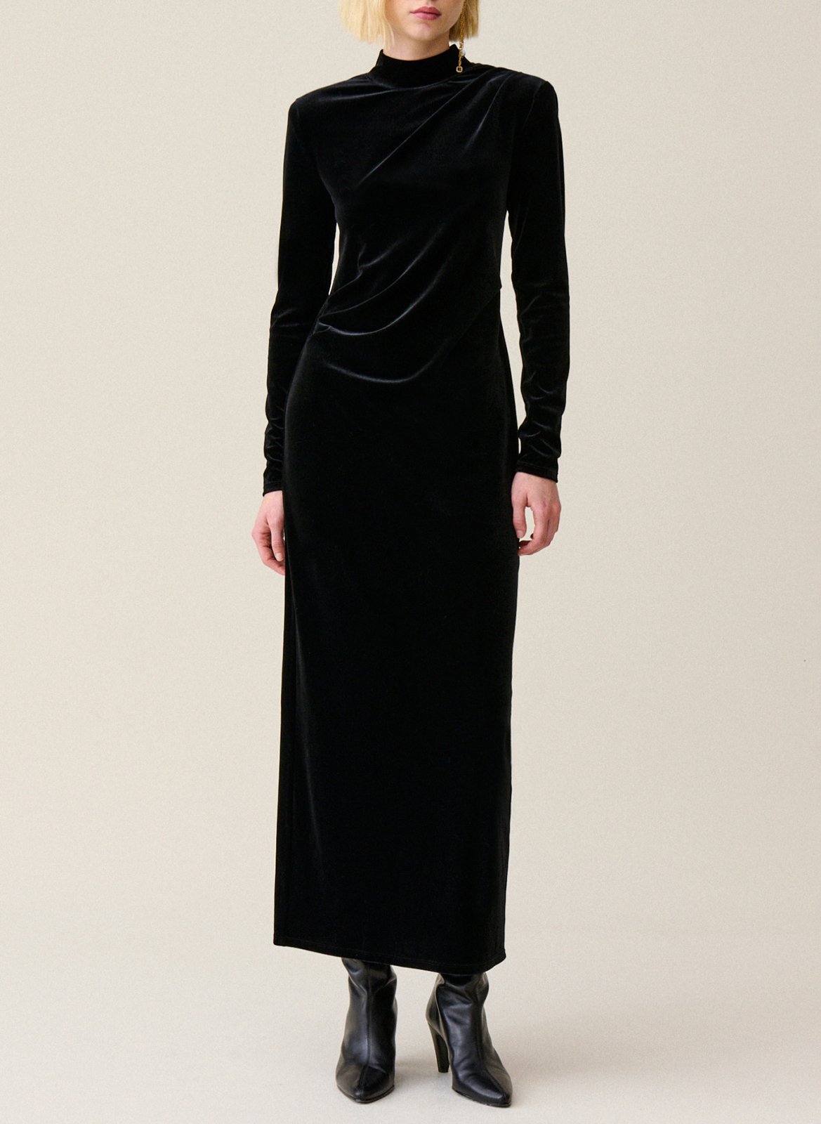 Robe midi en velours CLAUDIE PIERLOT Noir