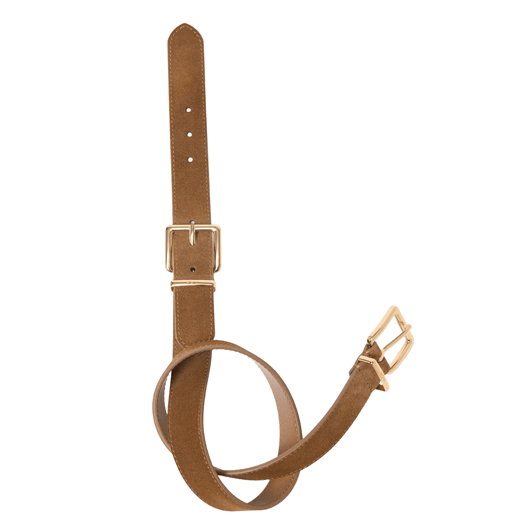 Ceinture à double boucles en cuir MAJE Beige