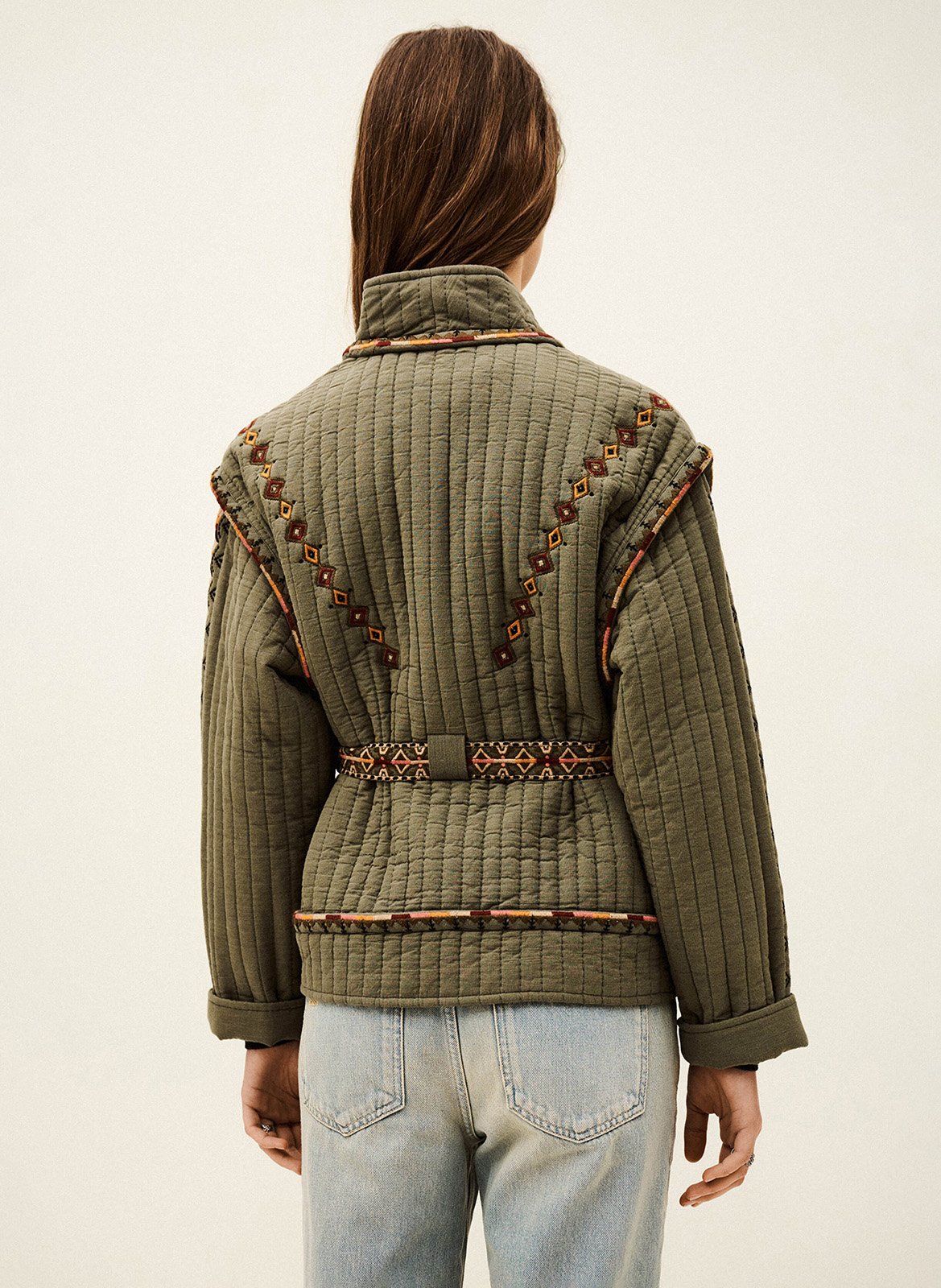 Veste col châle en coton cocoon BA&SH Kaki