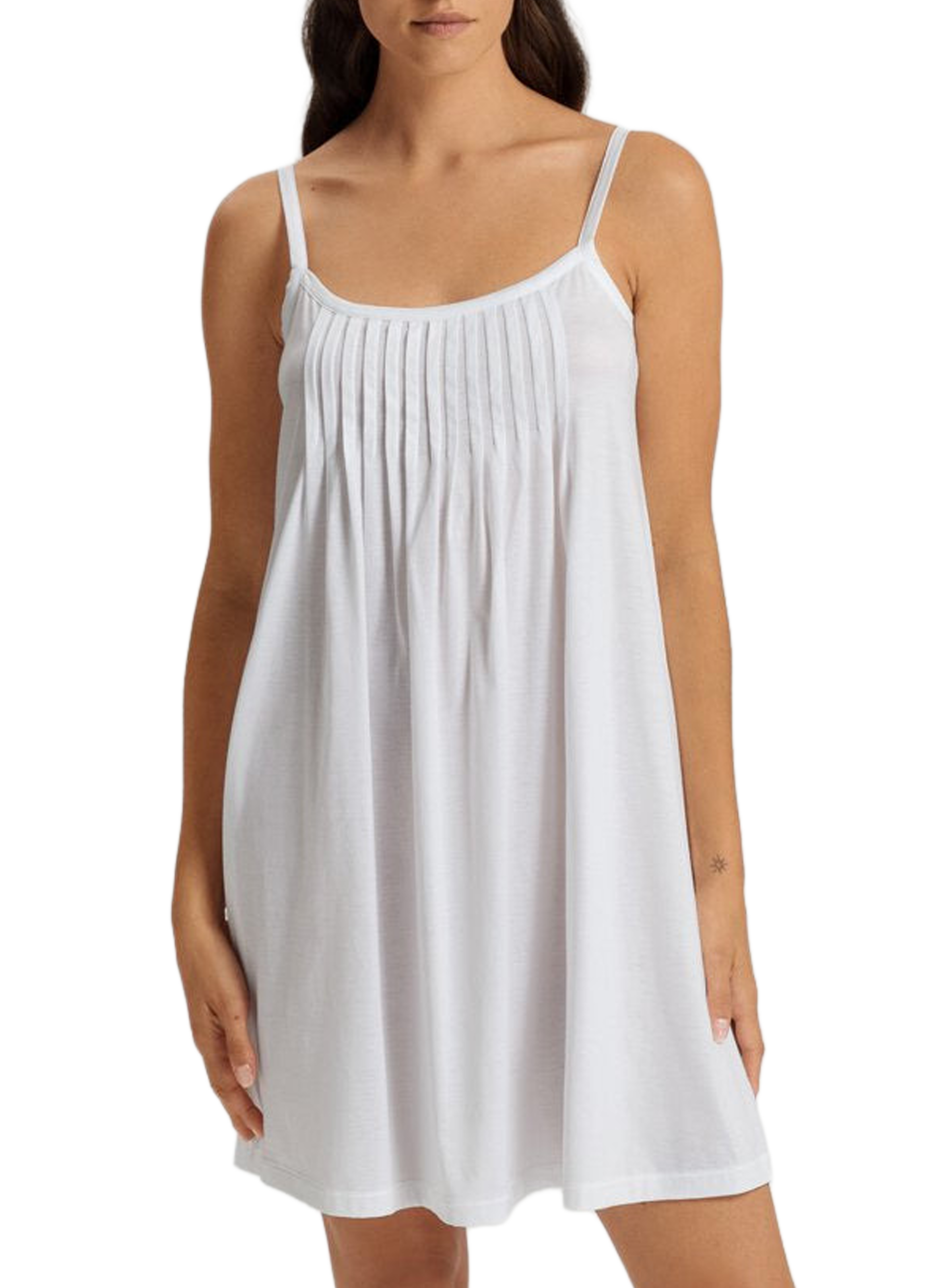 Chemise de nuit à bretelles en coton HANRO White