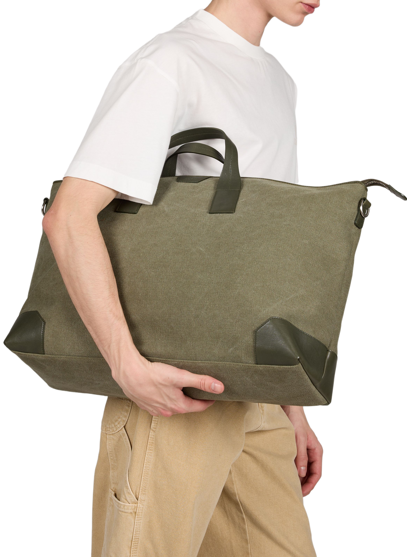 Sac week end en cuir  IL BISONTE Kaki