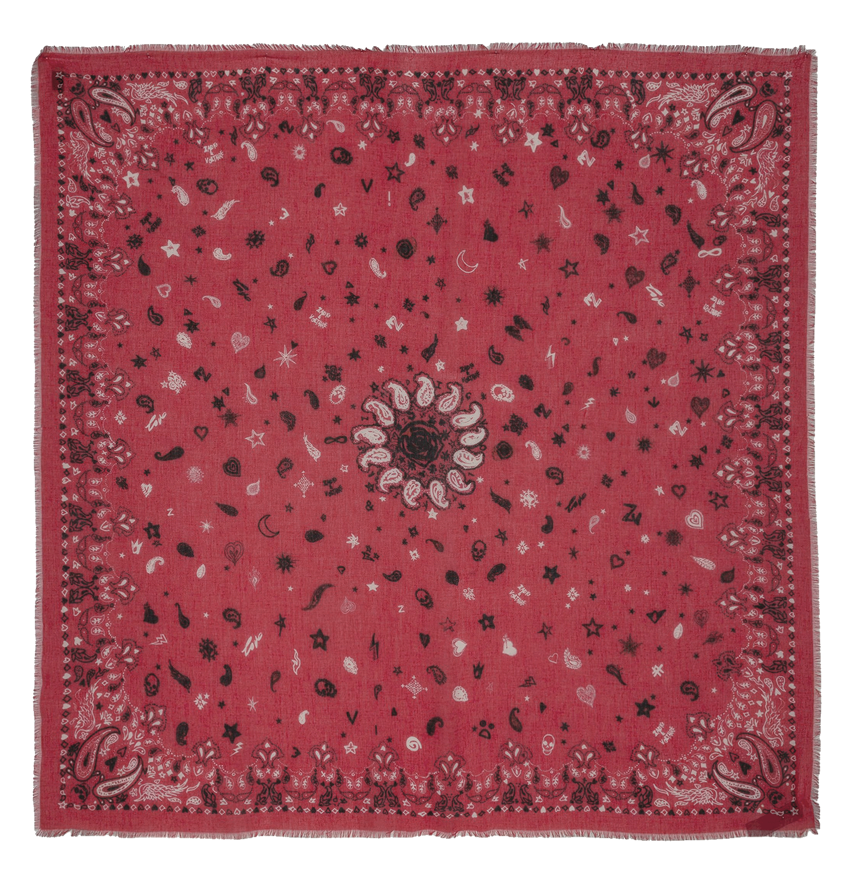 Foulard en coton imprimé maddie ZADIG&VOLTAIRE Rose