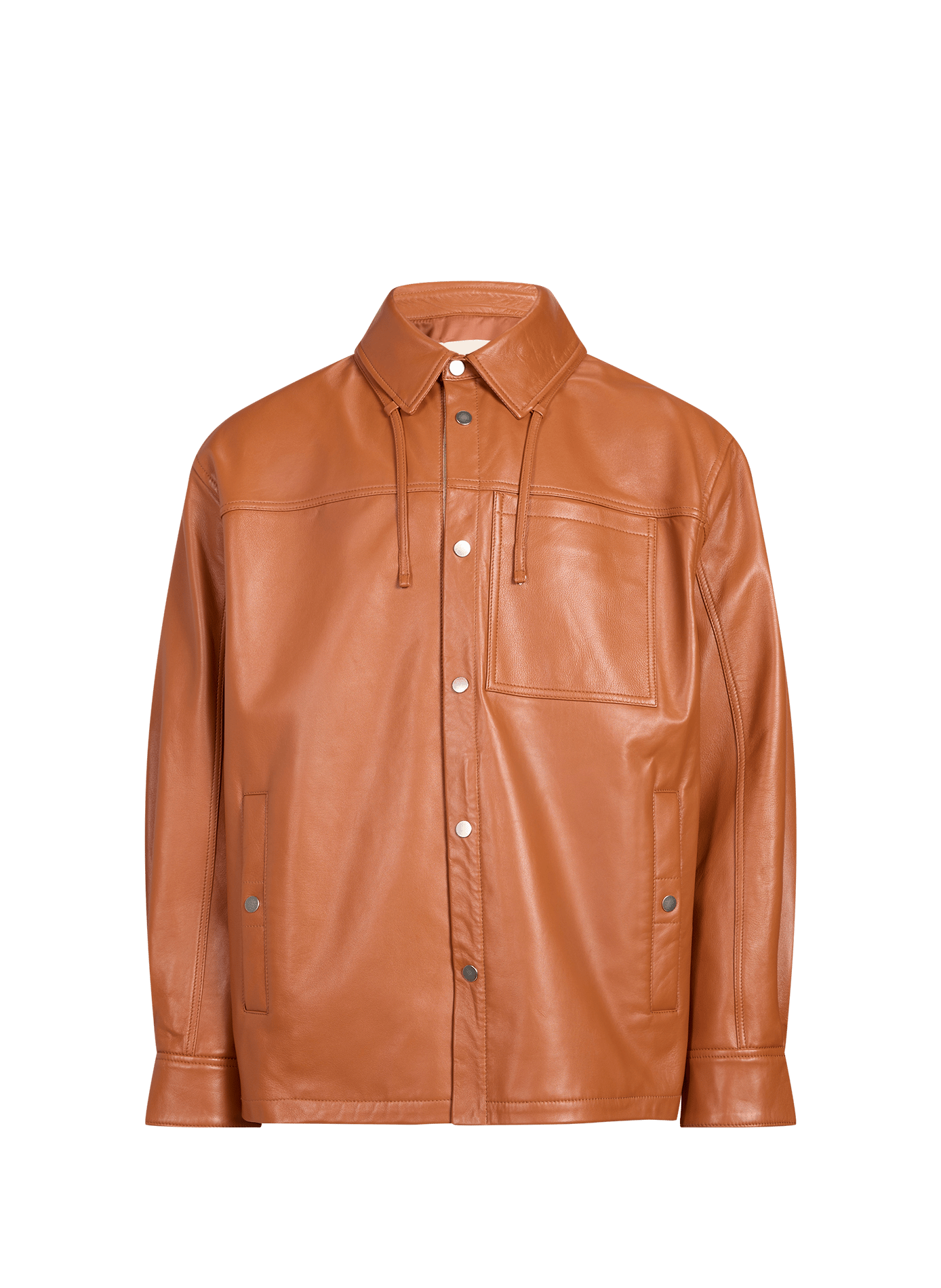 Blouson droit boutonné en cuir MORDECAI Orange