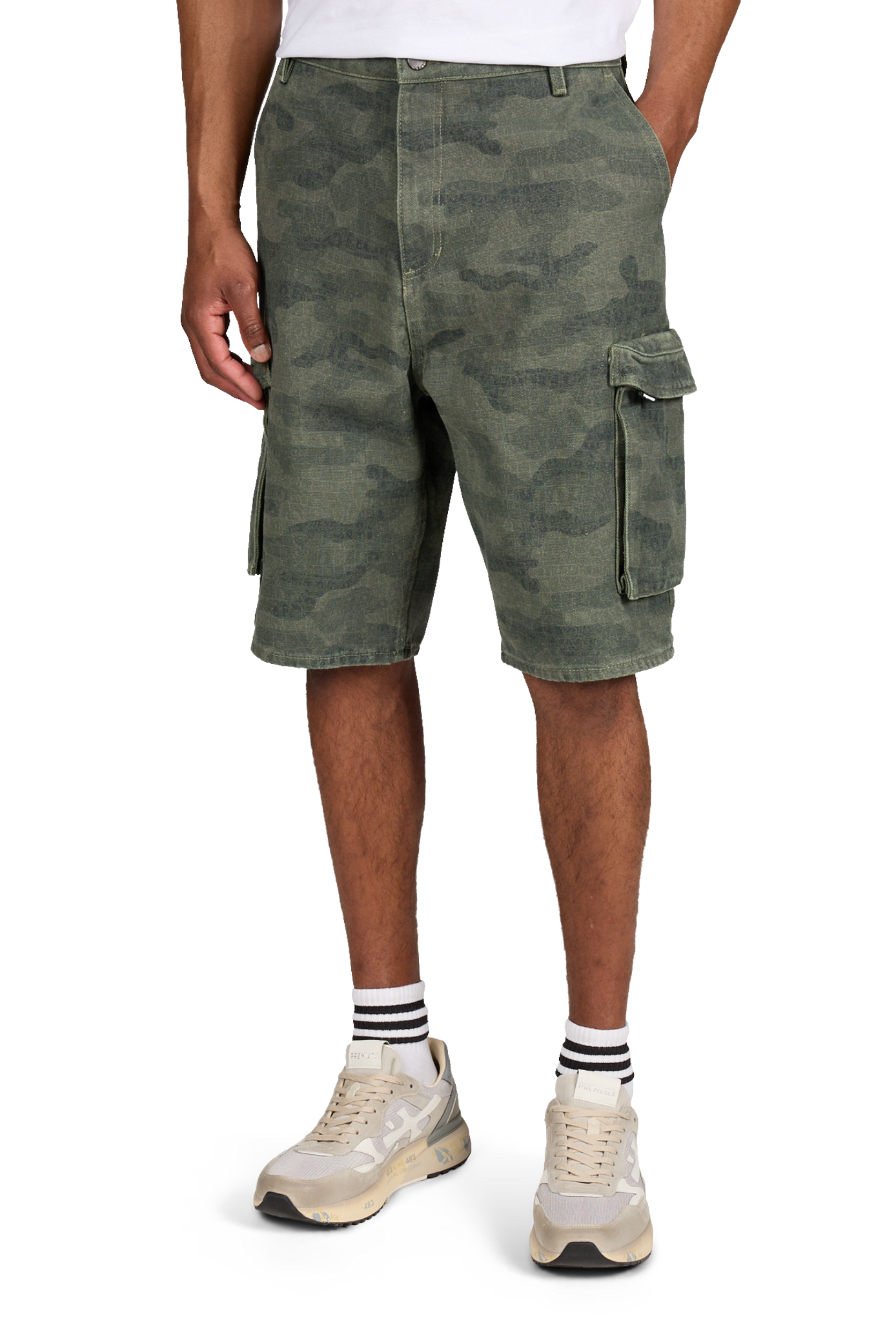 Short imprimé militaire en coton DAILY PAPER Gris