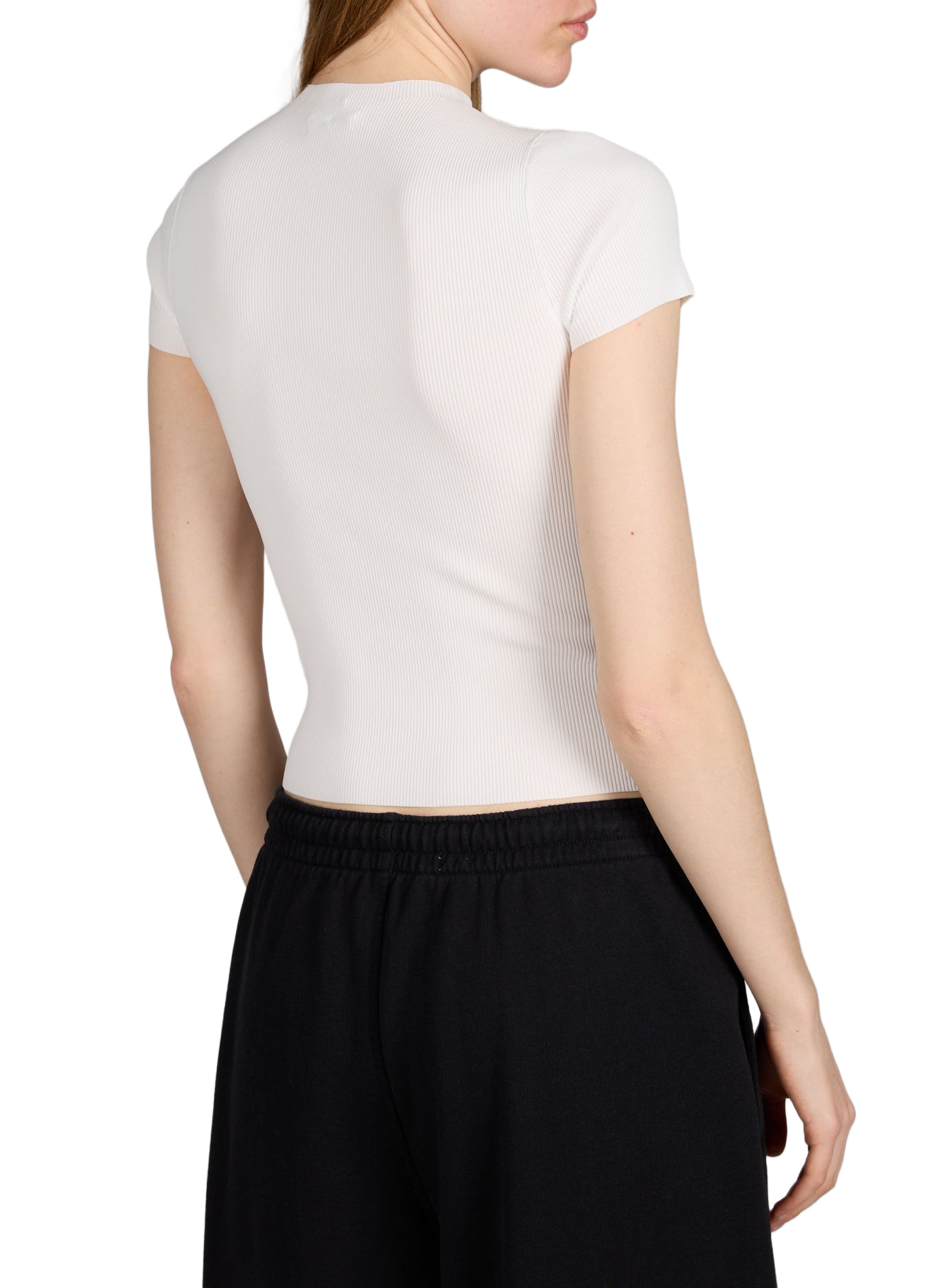 Ribbed round neck top ALEXANDER WANG White
