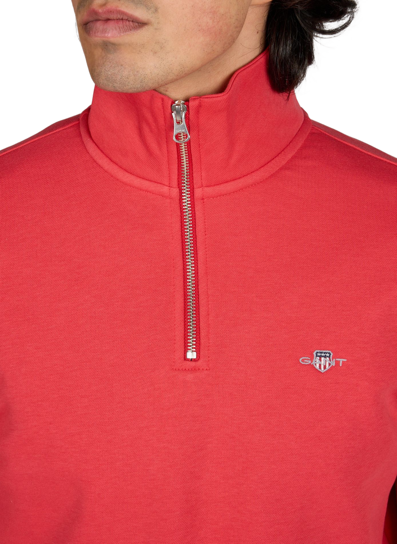 Sweatshirt à col zippé en coton mélangé GANT Rose