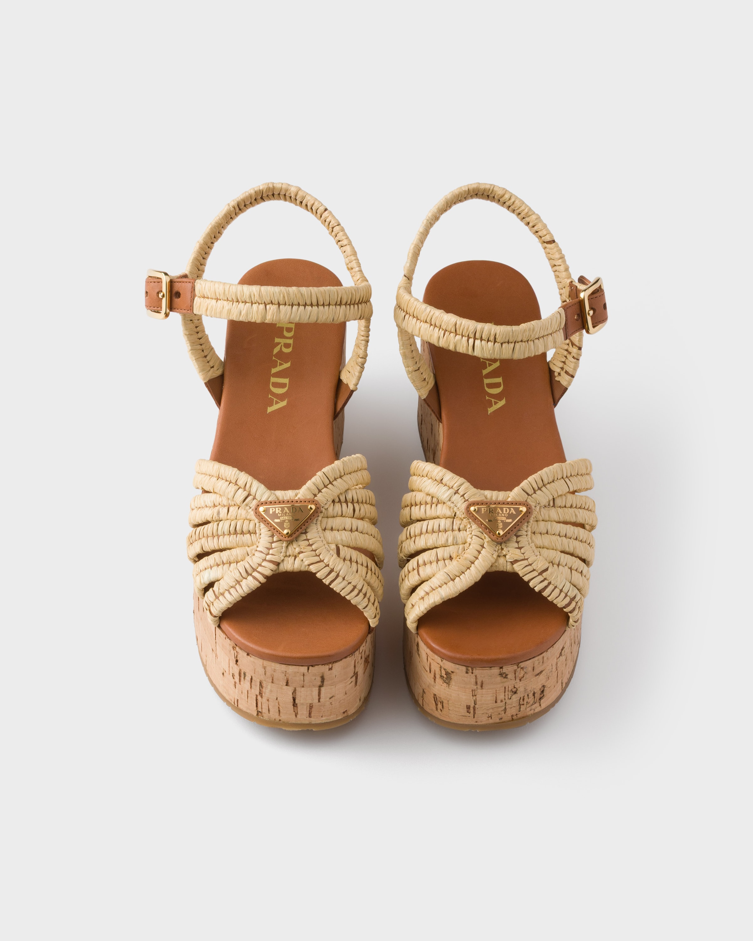 Sandales à plateforme en crochet PRADA Beige