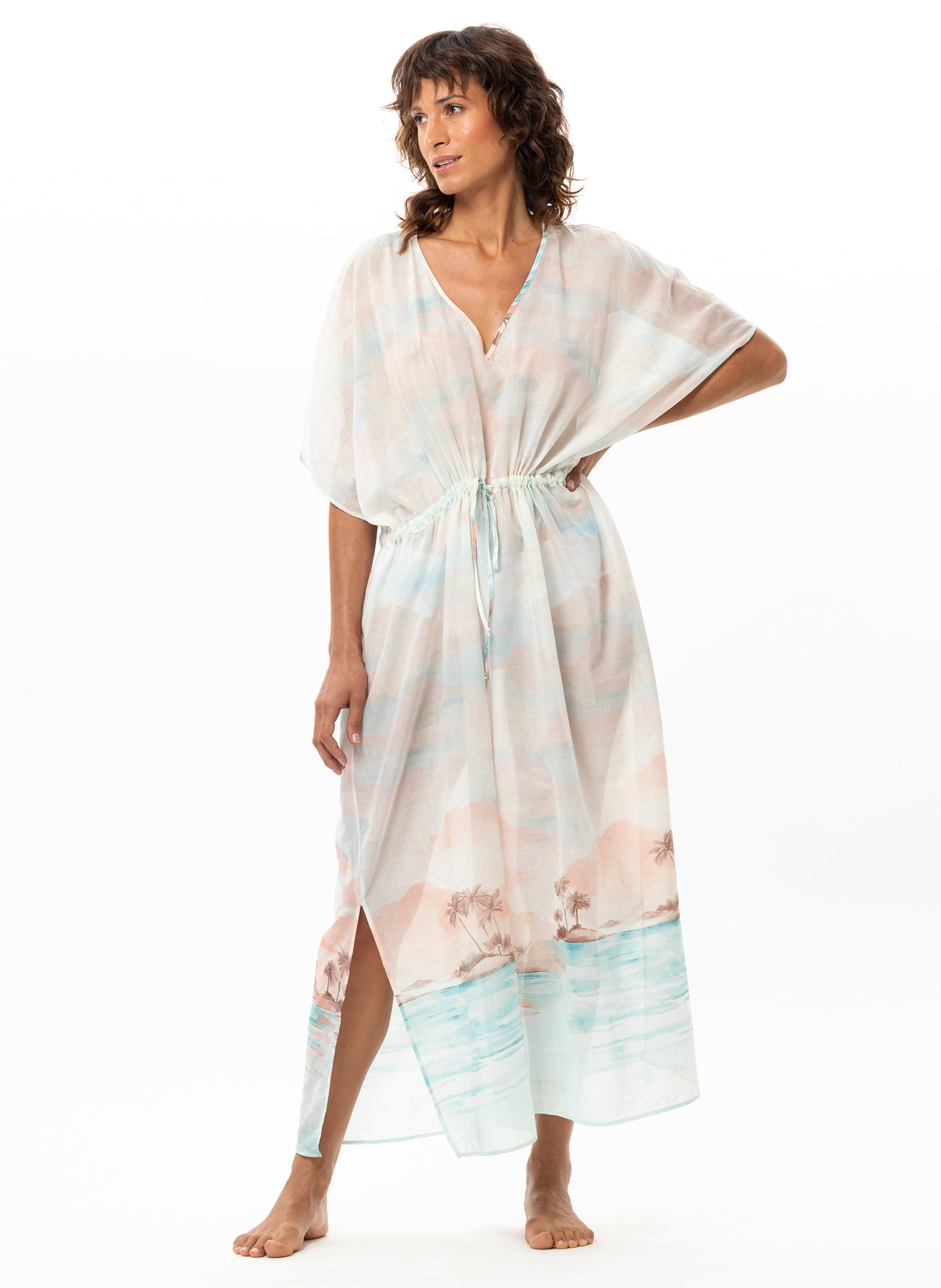 Kaftan en voile de coton sunset 240 LE CHAT Multicolore