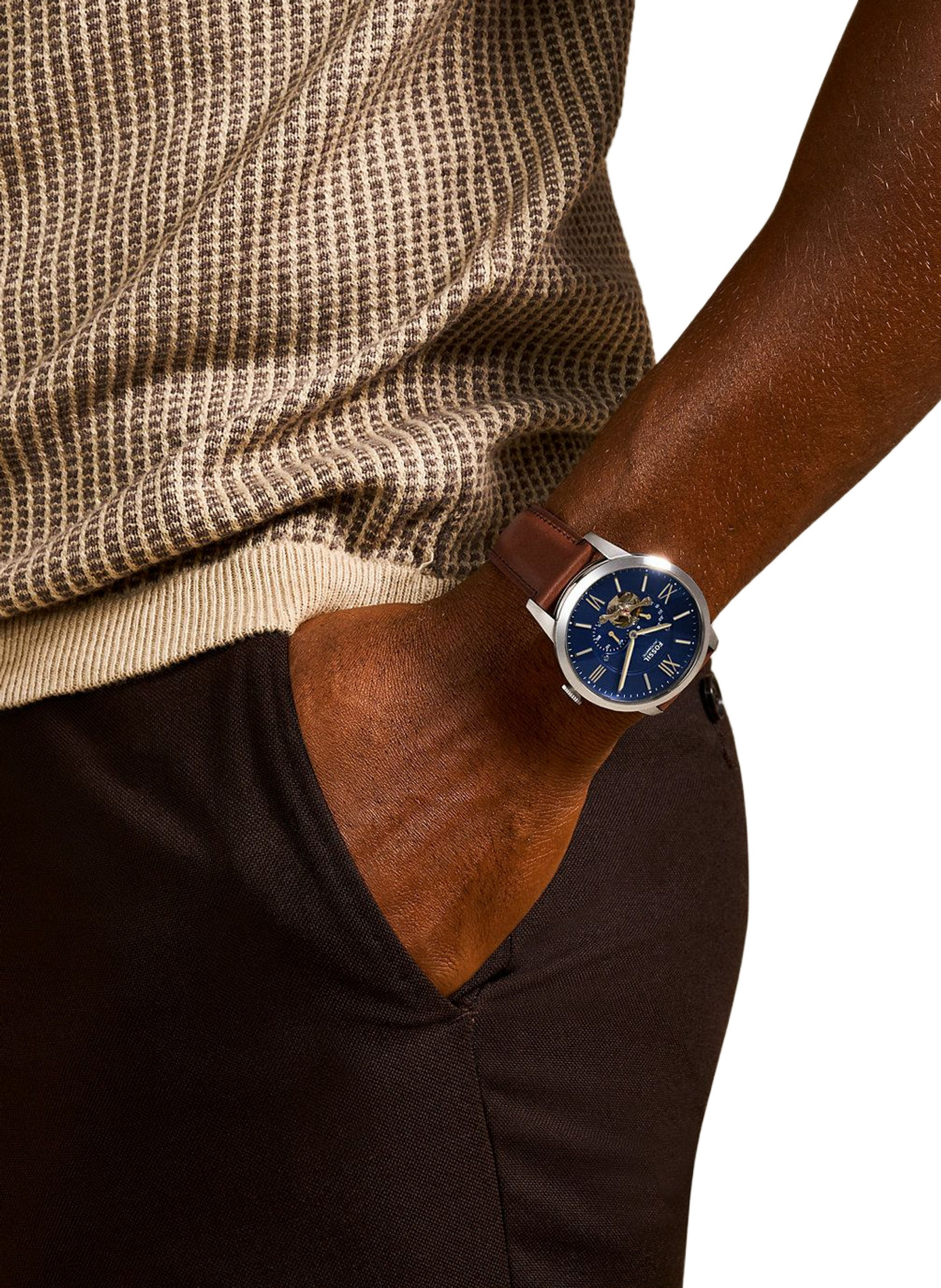 Townsman leather bracelet watch FOSSIL Blue