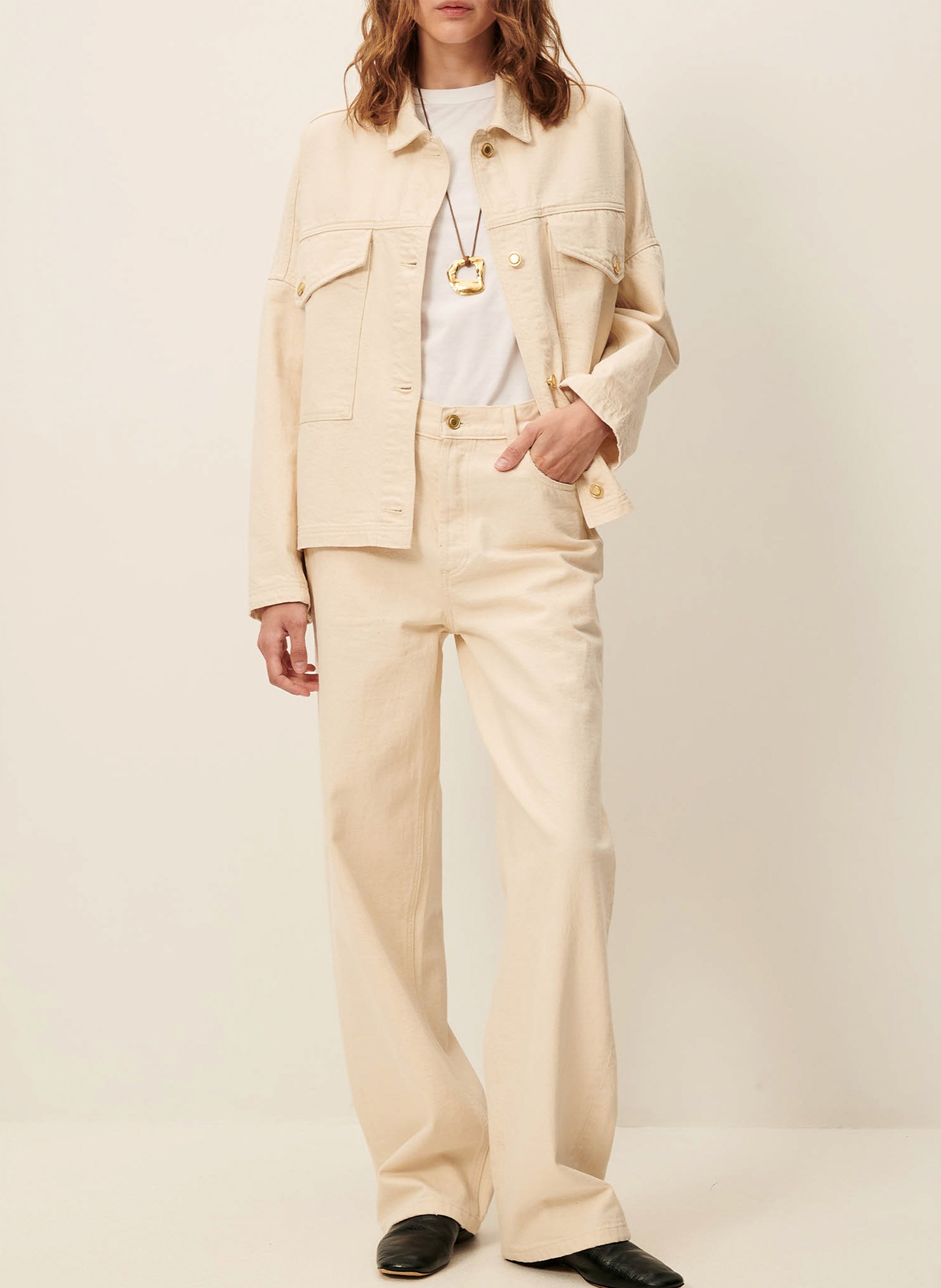 Surchemise ample unie en coton midwest SESSUN Beige