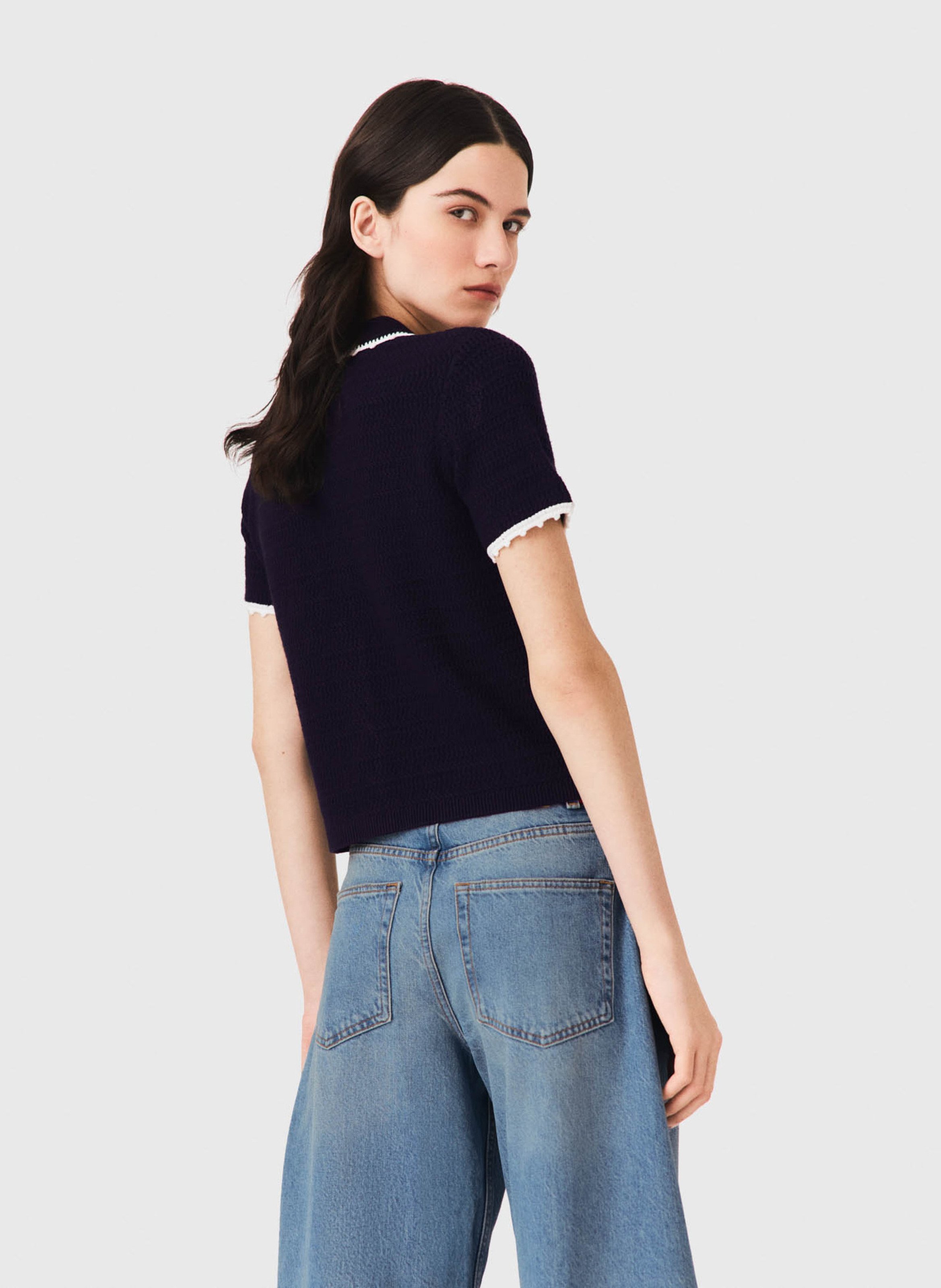 Cardigan droit en maille | Bleu MAJE Femme