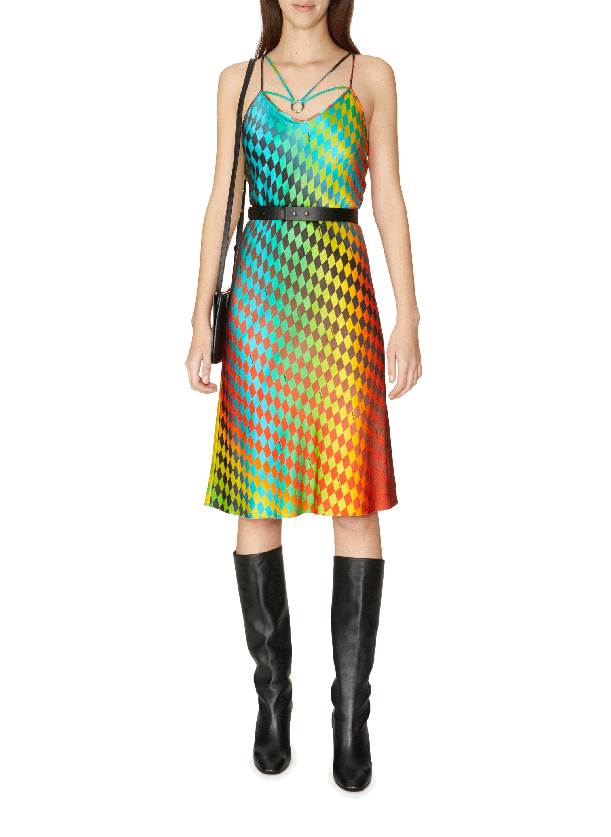 Seidenkleid mit asymmetrischen Trägern PRIVATE POLICY Mehrfarbig