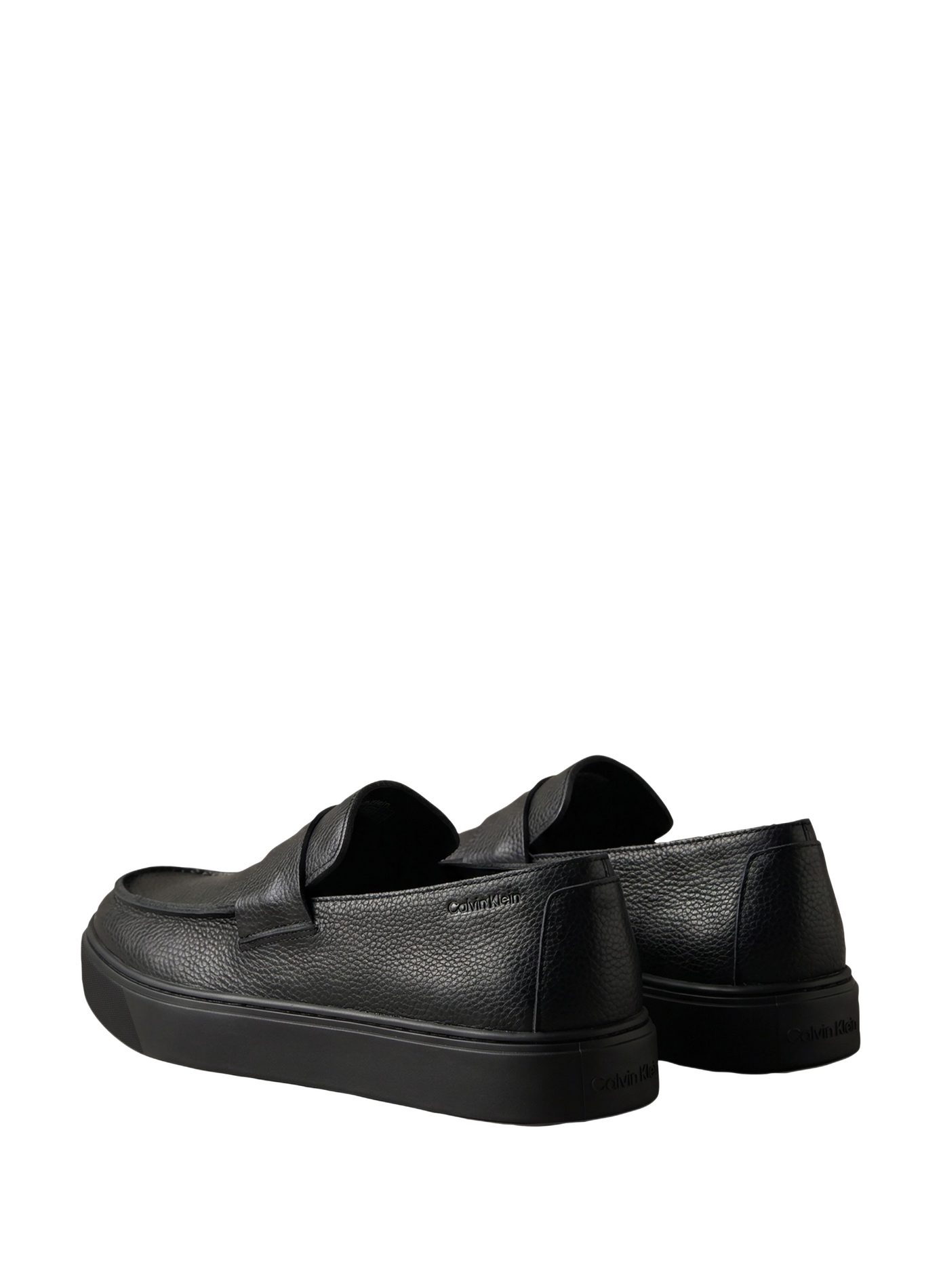 Mocassins à plateforme en cuir grainé CALVIN KLEIN Noir