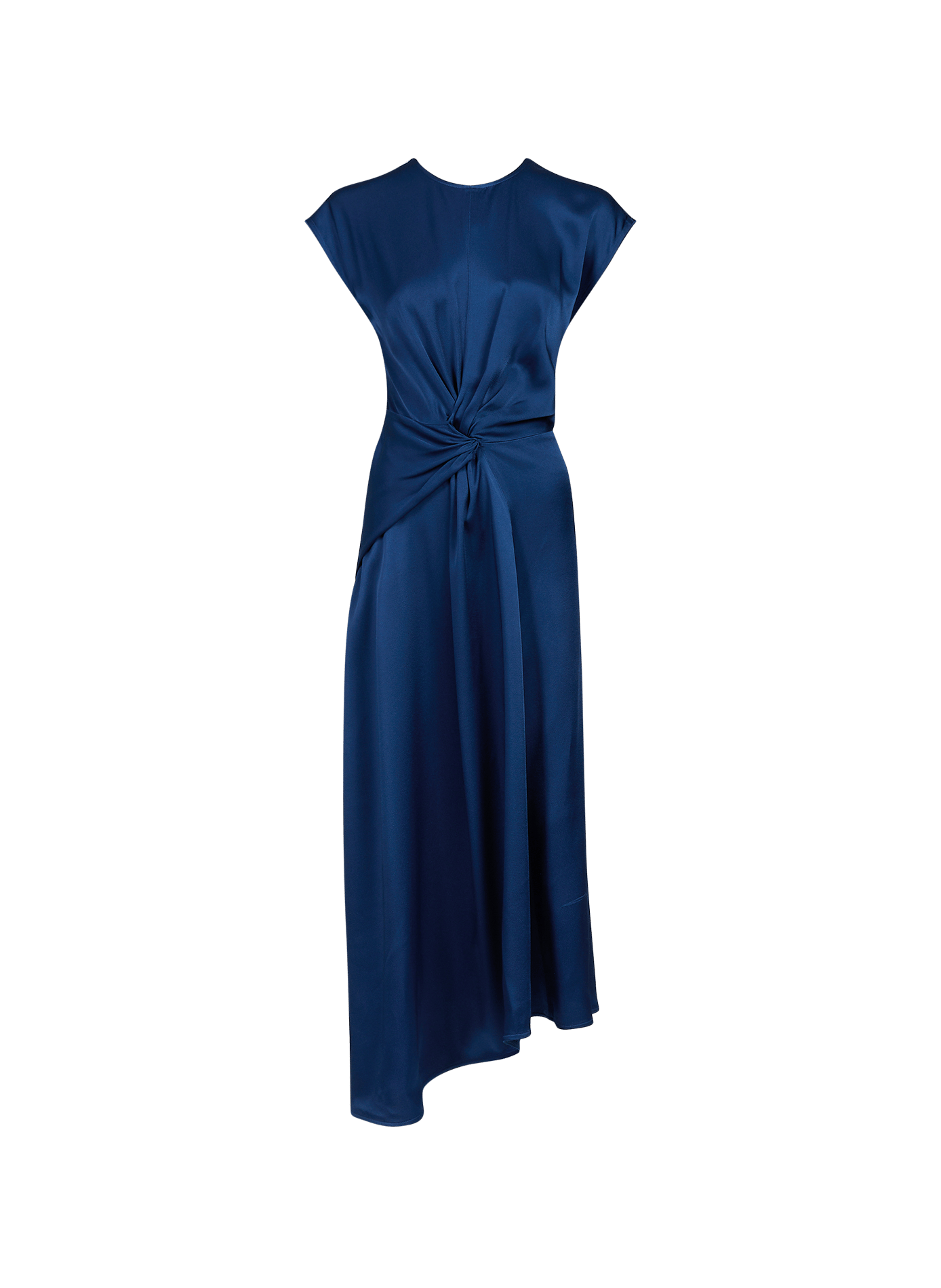 Robe longue asymétrique satinée VICTORIA BECKHAM Bleu