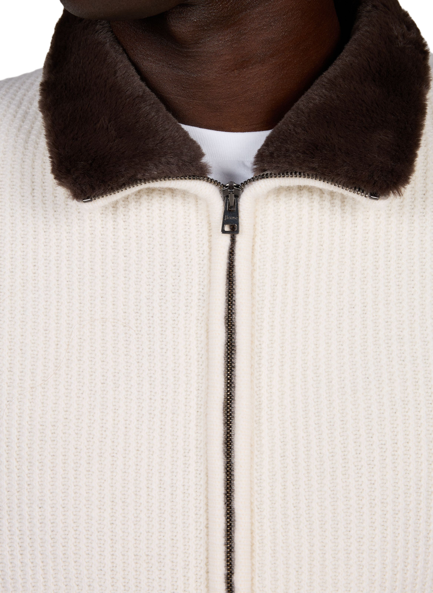 Ribbed high-neck textured wool vest HERNO White