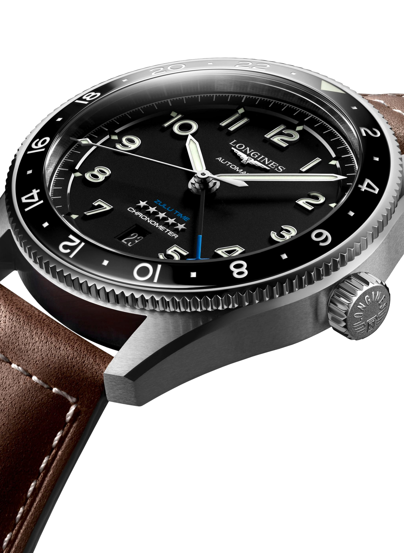 Montre automatique Longines Spirit en cuir LONGINES Noir