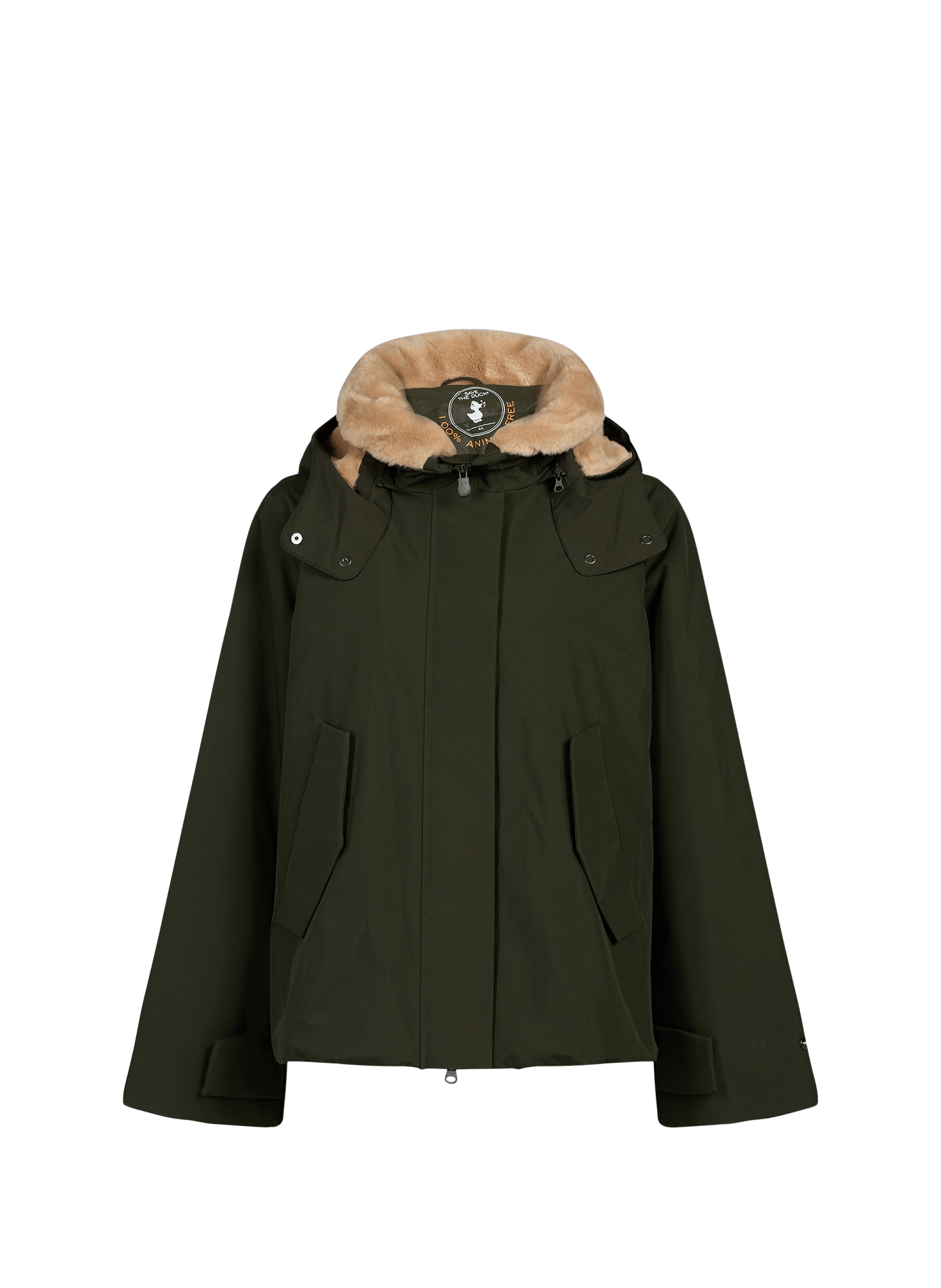 Weit geschnittener Mantel mit abnehmbarer Kapuze SAVE THE DUCK Khaki