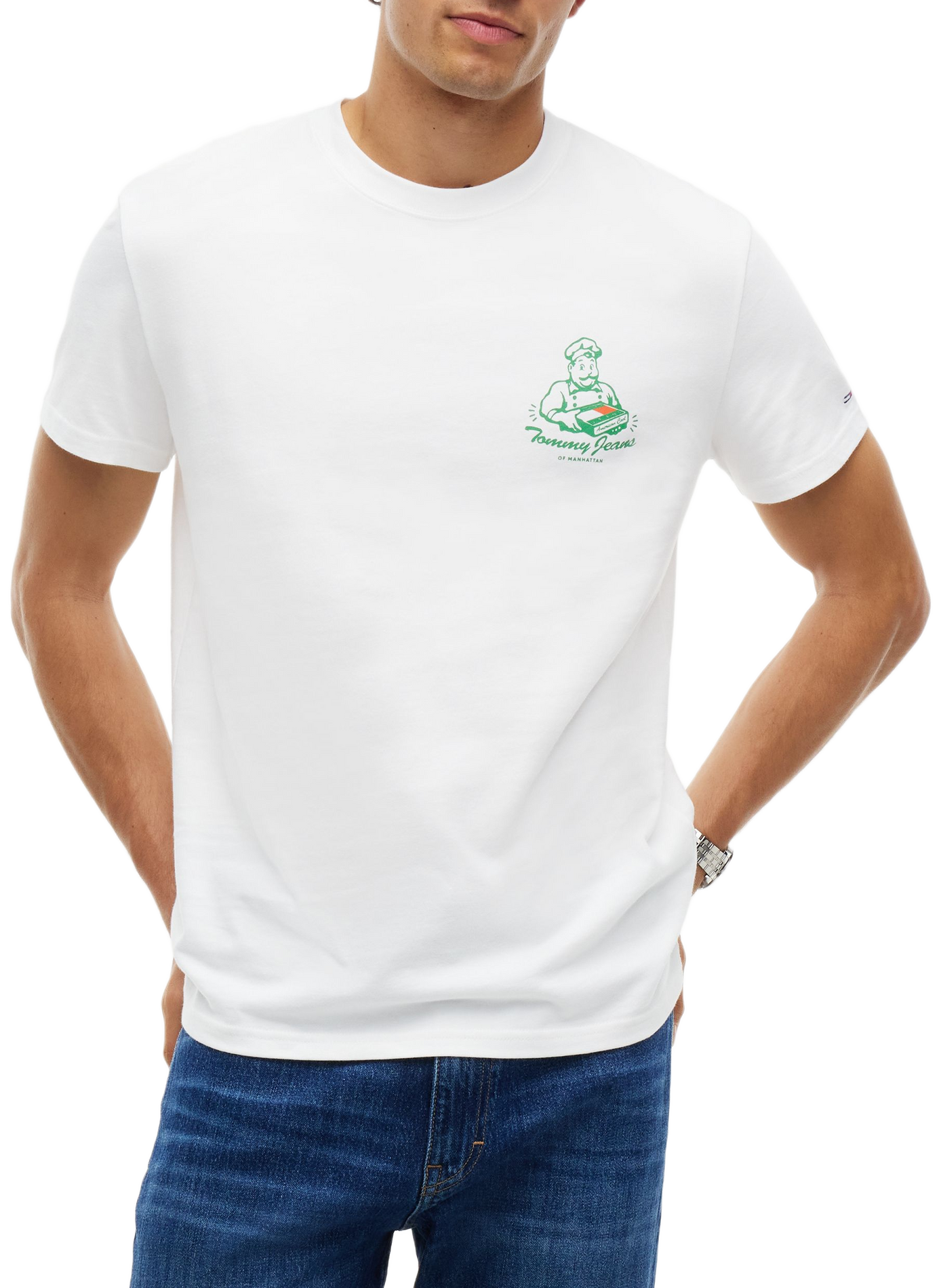 T-shirt col rond uni à sérigraphies TOMMY HILFIGER Blanc
