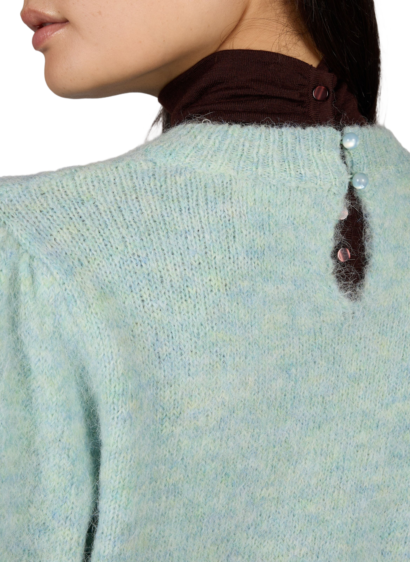 Fitzgerald oversized round neck wool blend sweater PETITE MENDIGOTE Blue