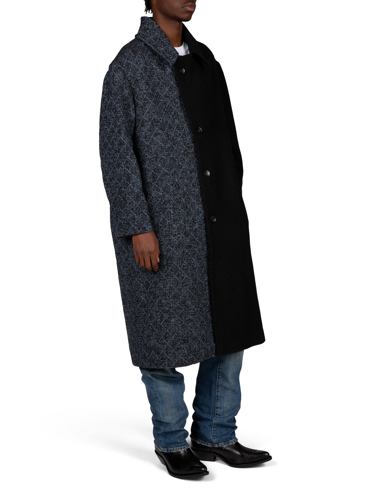 Oversized two-tone coat in a wool blend RENÈ Black
