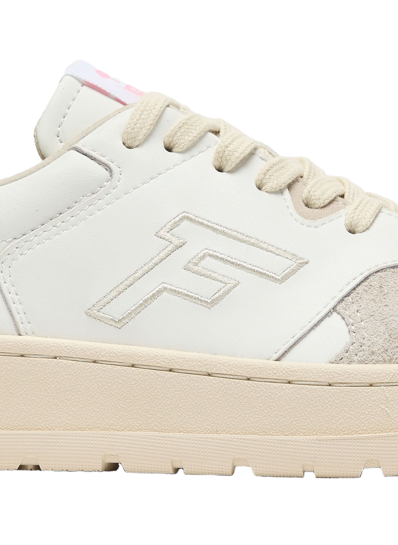 Mixed leather low-top sneakers FAGUO Beige