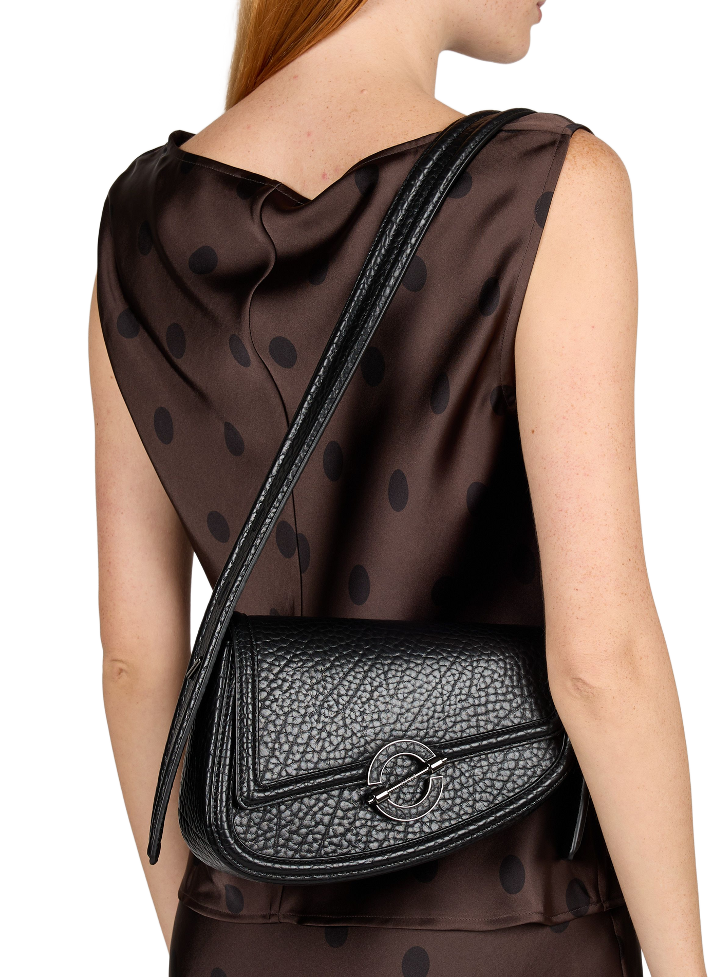 Sahero shoulder bag in mixed leather SAMSOE SAMSOE Black