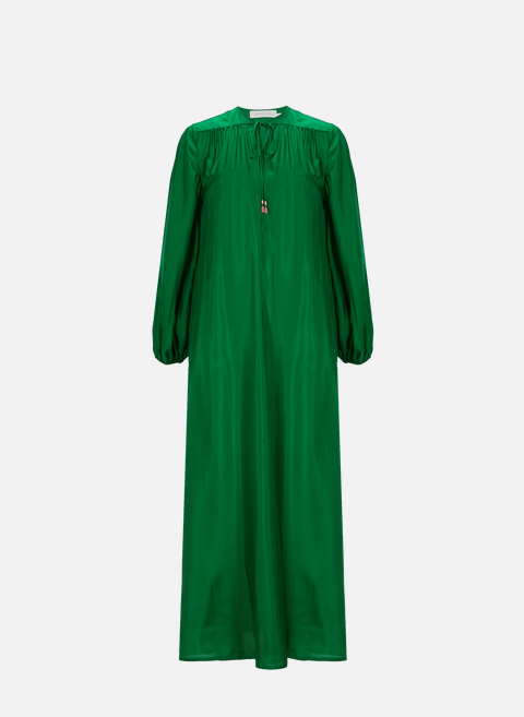 فستان طويل من الحرير بتصميم واسع أخضر ZIMMERMANN 