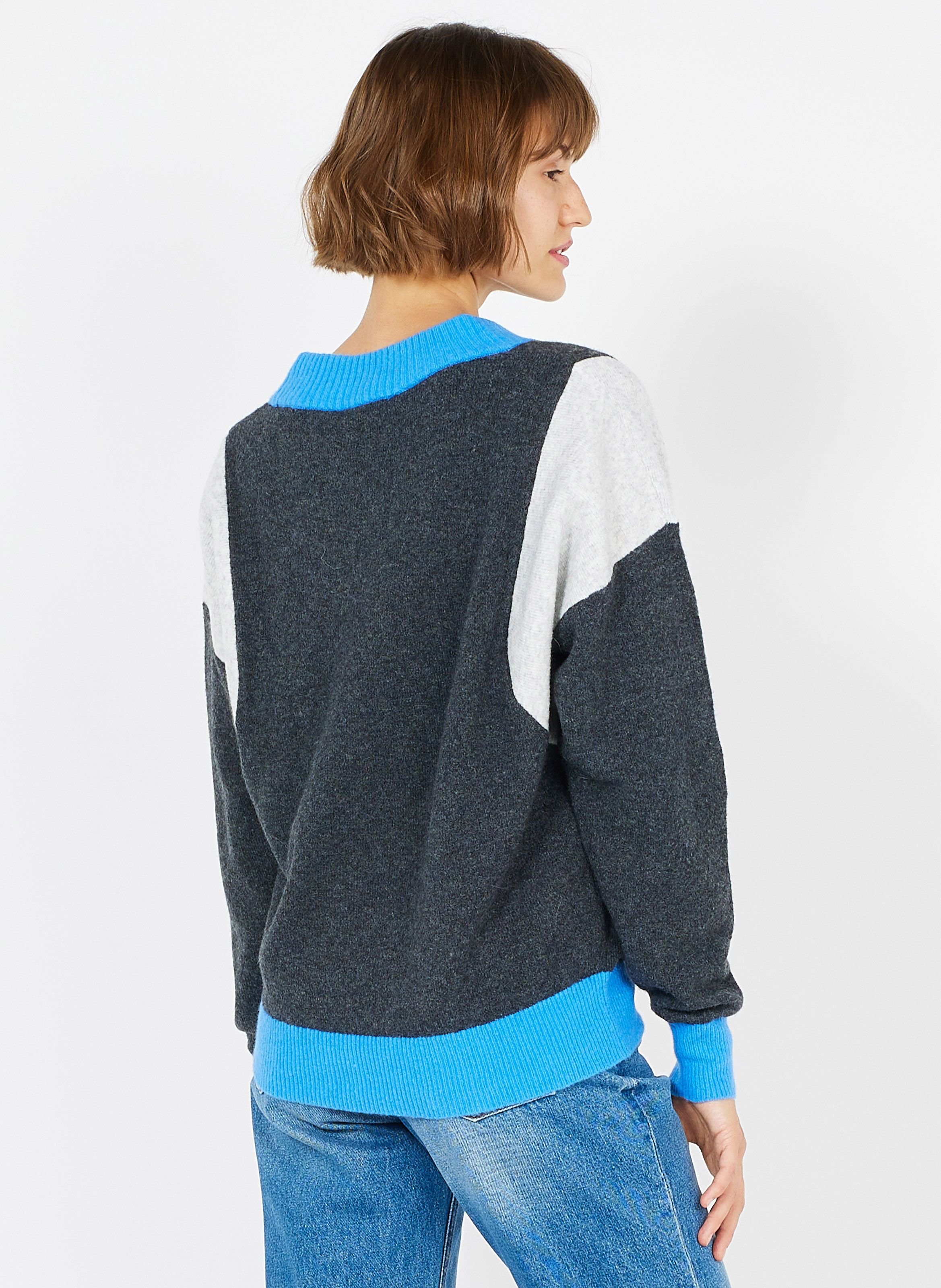 Gilet ouvert en laine et alpaga mélangé east AMERICAN VINTAGE Bleu