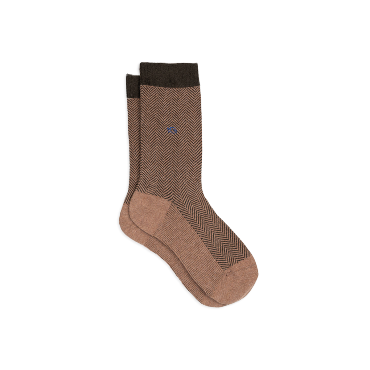 Chaussettes en coton peigné chevrons  Marron