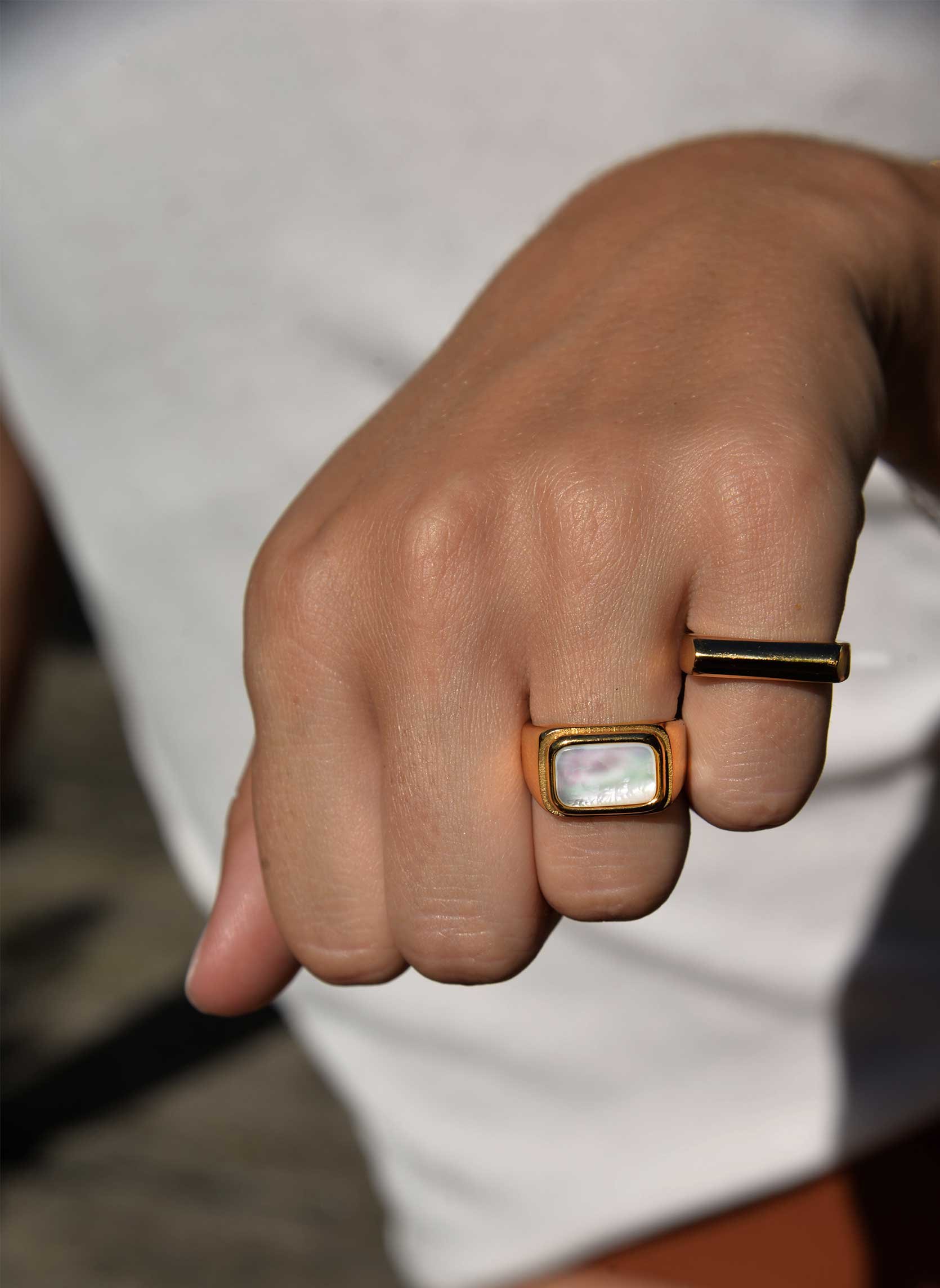 Bague forme chevalière en acier chirurgical mylord HIPANEMA Doré