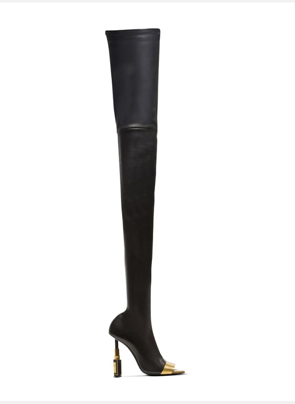Cuissardes lipstick en cuir d'agneau Noir by BALMAIN BALMAIN Cuissardes lipstick en cuir d'agneau Noir