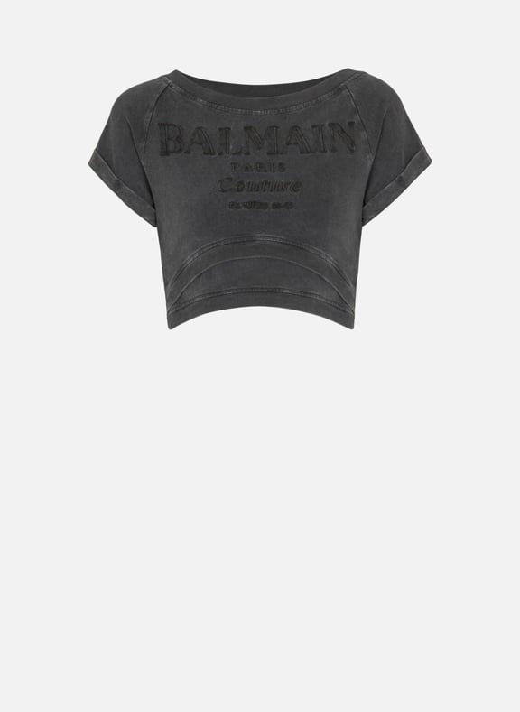 T-shirt court brodé balmain couture Gris by BALMAIN BALMAIN T-shirt court brodé balmain couture Gris
