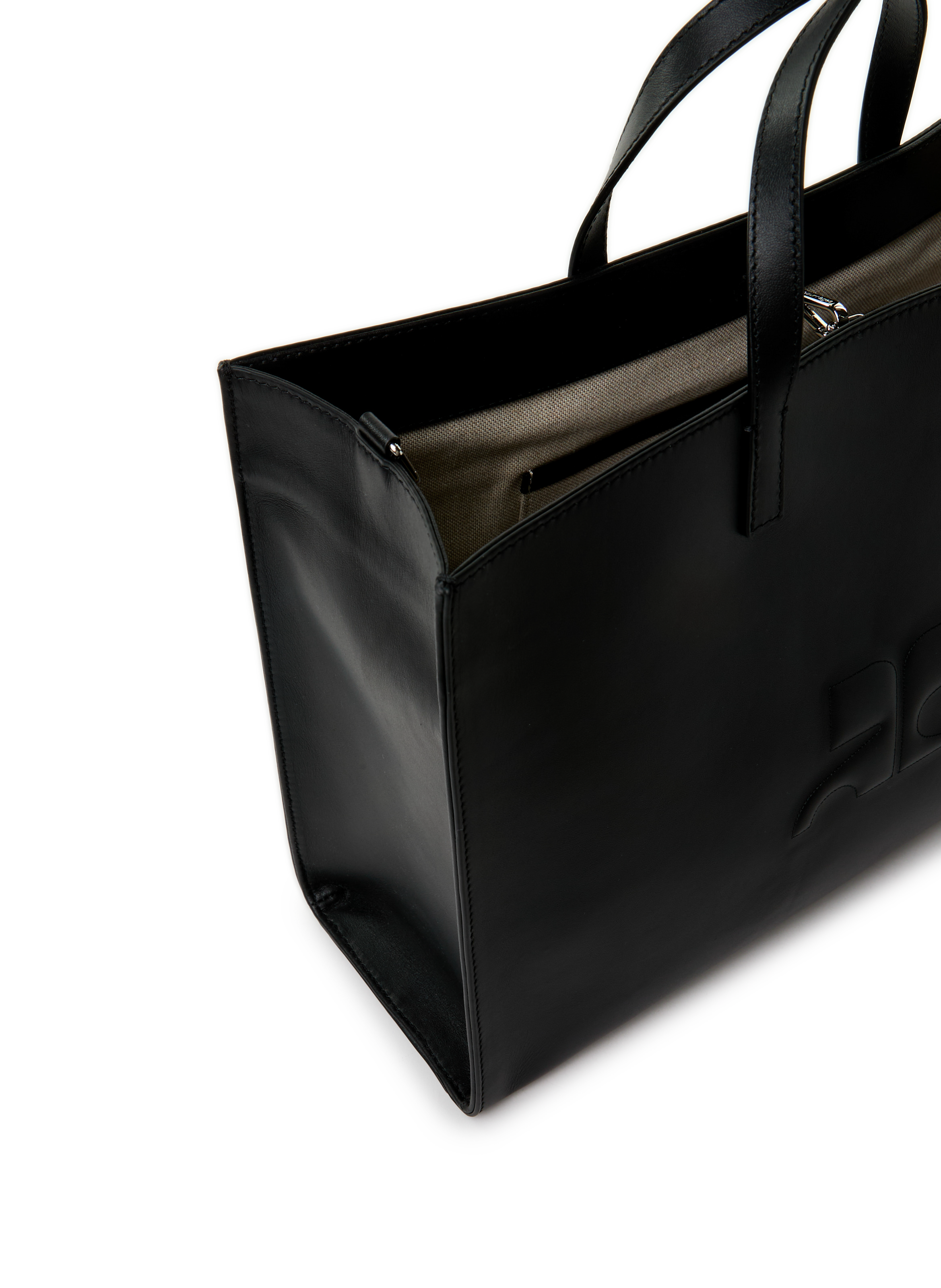 Heritage leather tote bag COURRÈGES Black