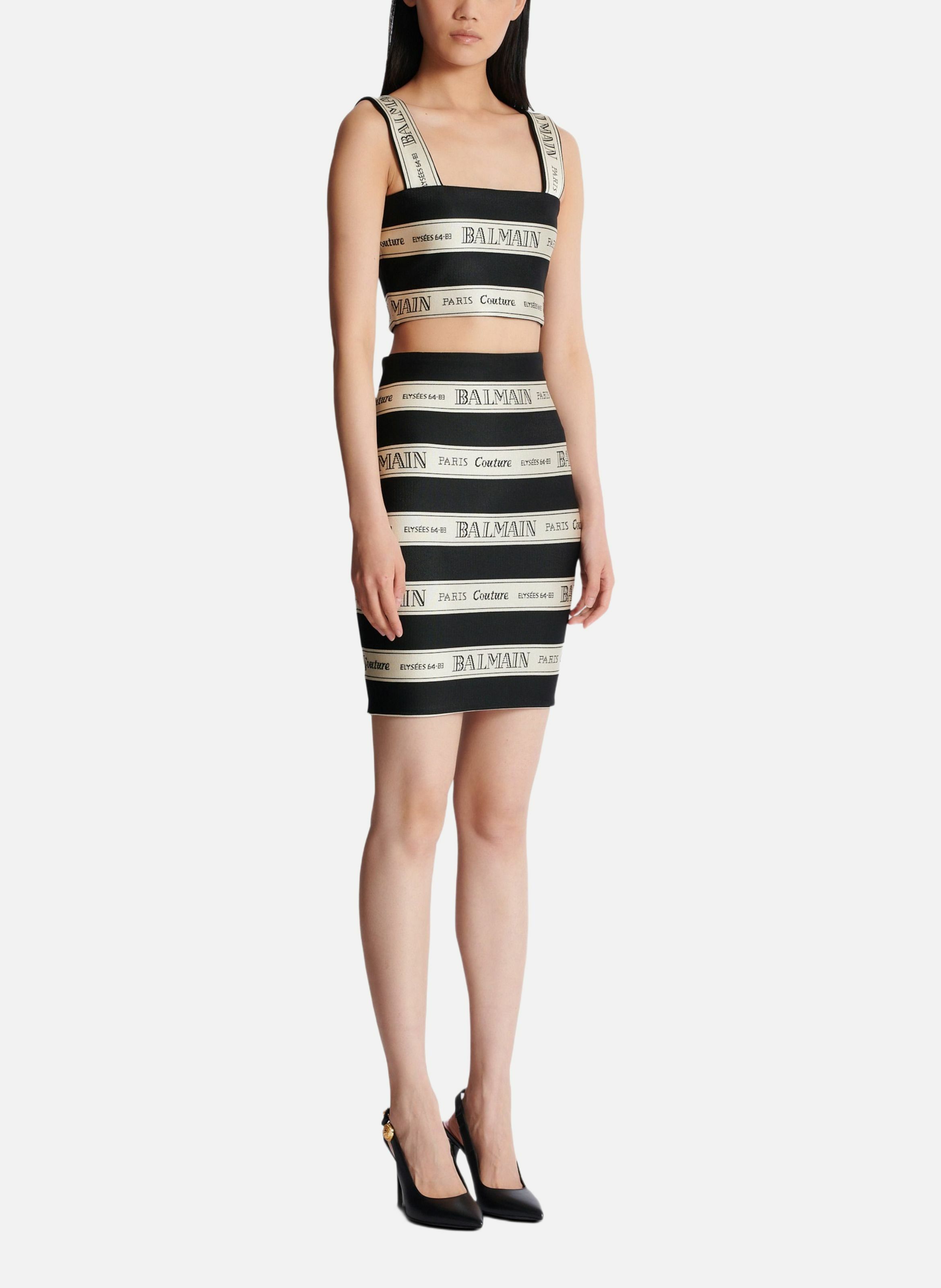 Top court en jacquard à motif ruban balmain BALMAIN Noir