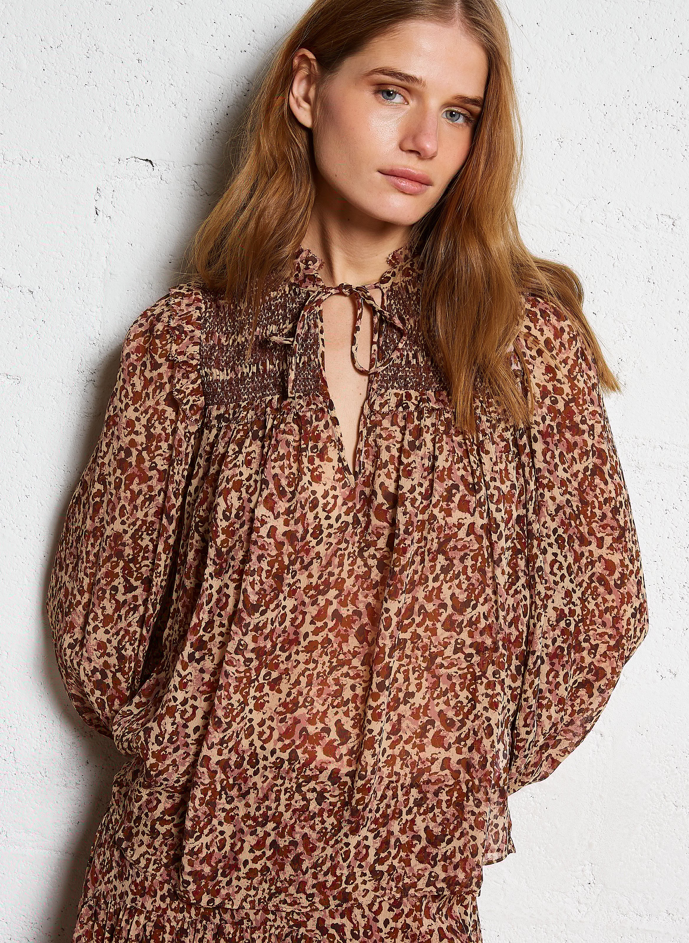 BA&SH Blouse droite imprimée capucine Rose