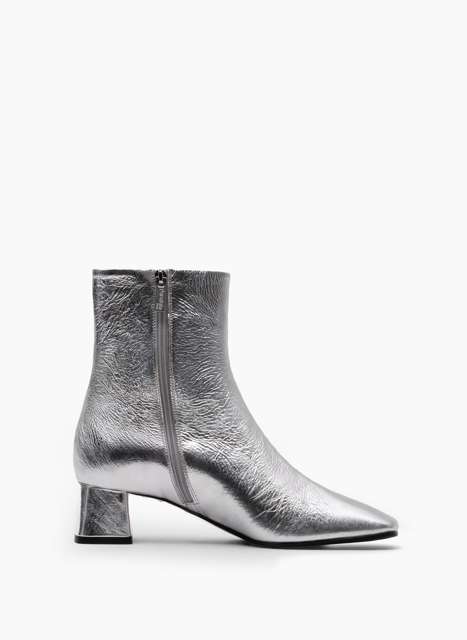 Bottines batan en nappa craquele PARALLELE Argent