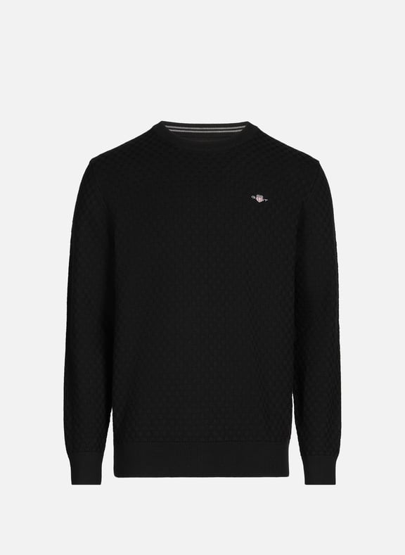Pull droit en coton Noir by GANT GANT Pull droit en coton Noir
