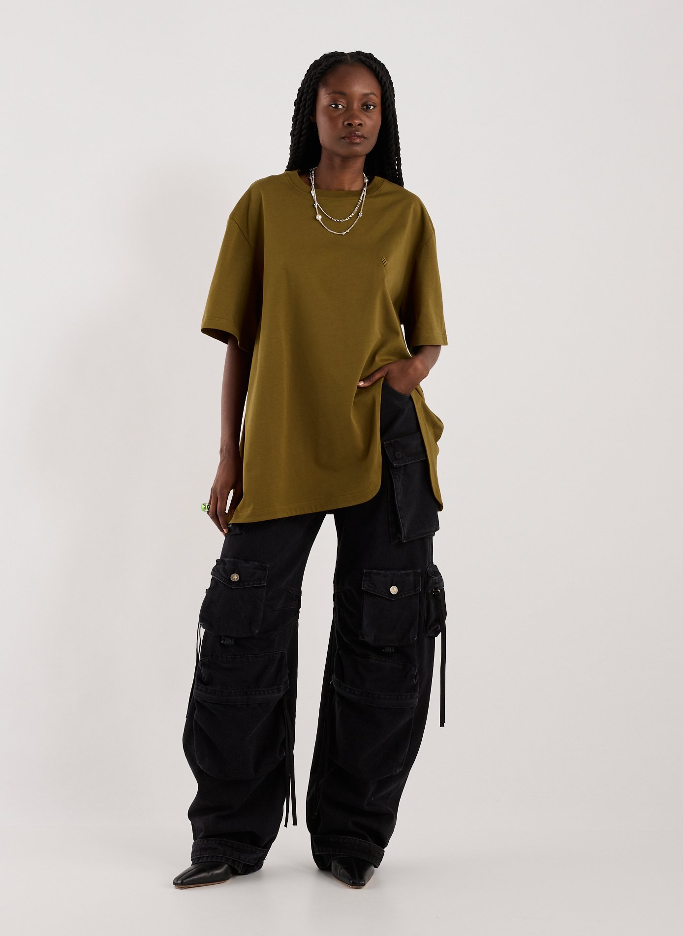 Cotton cargo jeans THE ATTICO Black