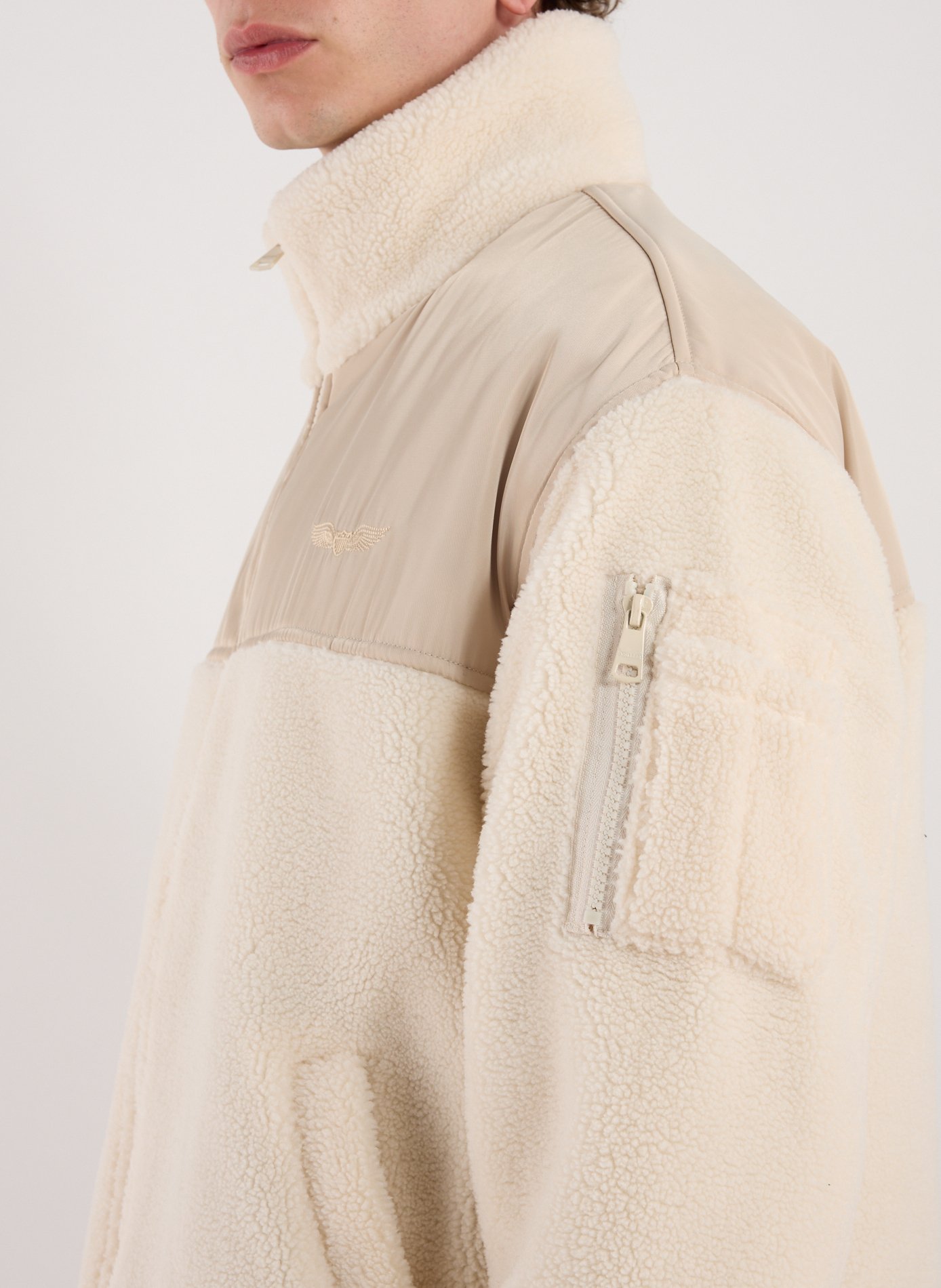 Veste polaire ample à col montant BOMBERS ORIGINAL Blanc